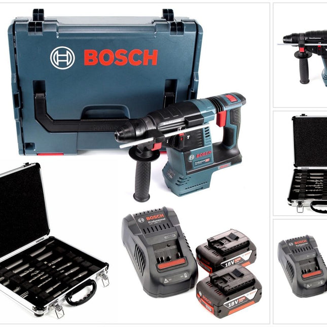 Bosch GBH 18 V-26 18 V Li-Ion Akku Bohrhammer Professional SDS-Plus ( 0611909001 ) + 2x Akku 5,0Ah + Ladegerät + 11 tlg. Bohrer- und Meißelset + L-Boxx - Toolbrothers