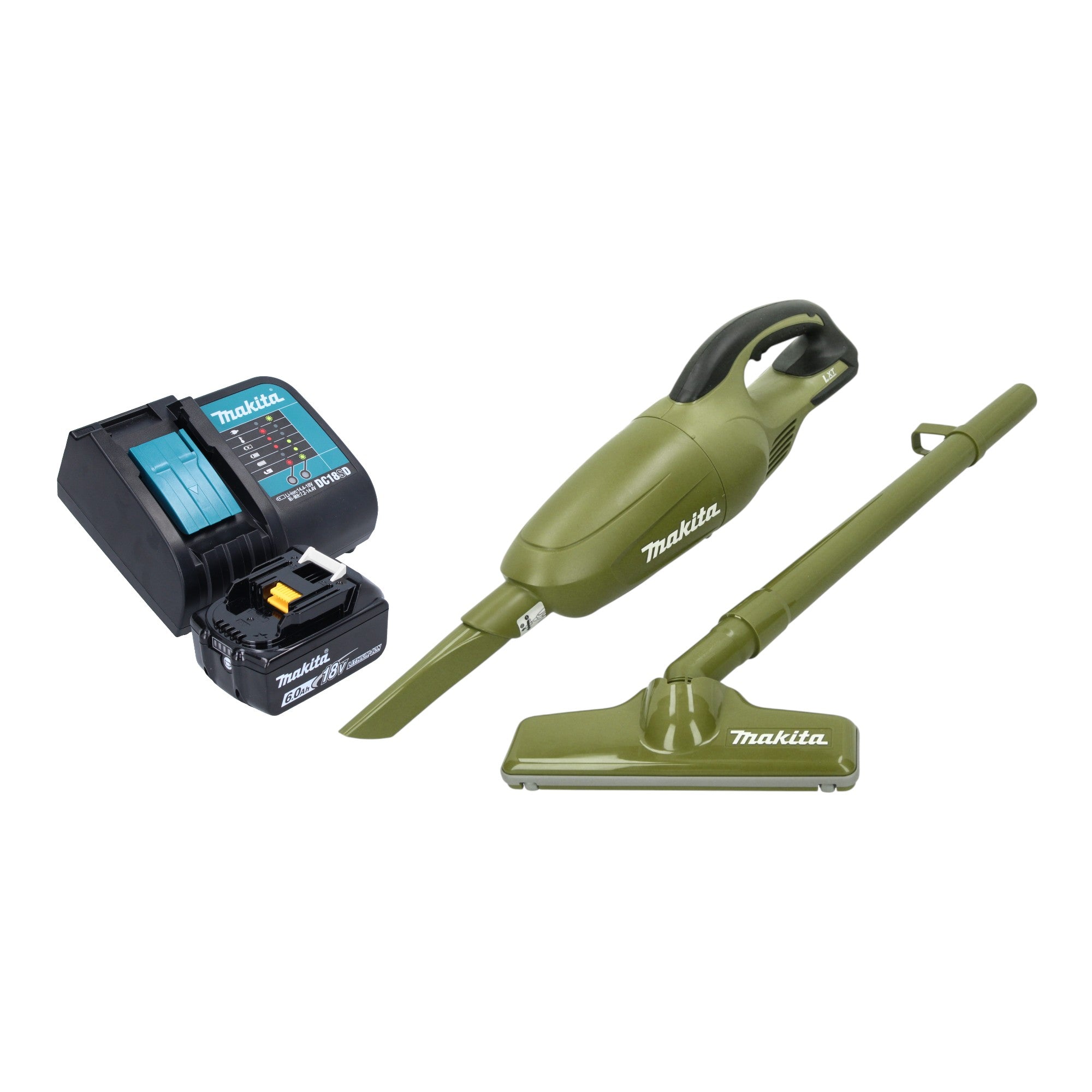 Makita DCL 180 SGO Akku Staubsauger 18 V 0 65 l Olive Outdoor Adventure Serie 1x Akku 6 0 Ah Ladegeraet 0 - toolbrothers