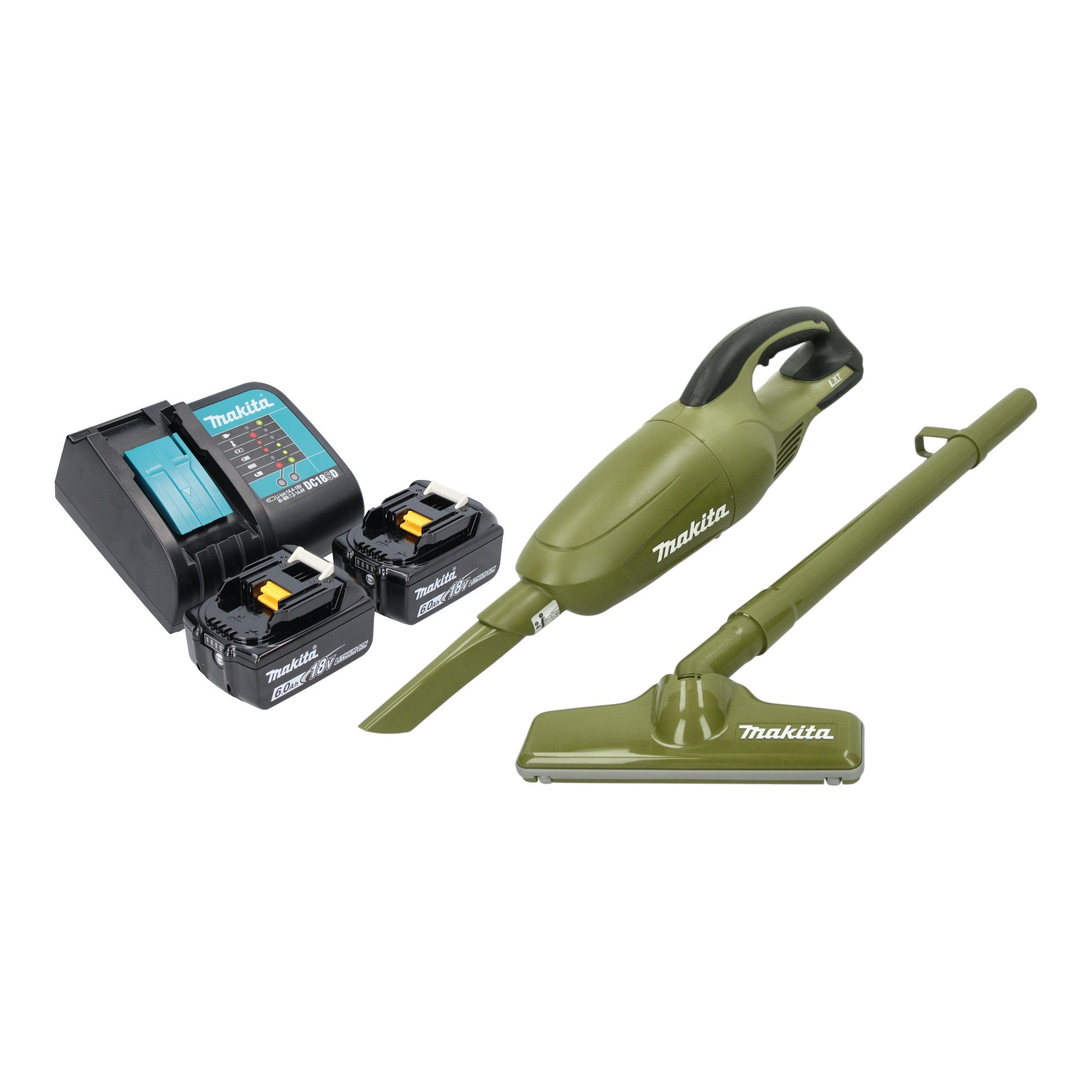 Makita DCL 180 SG2O Akku Staubsauger 18 V 0 65 l Olive Outdoor Adventure Serie 2x Akku 6 0 Ah Ladegeraet 0 - toolbrothers