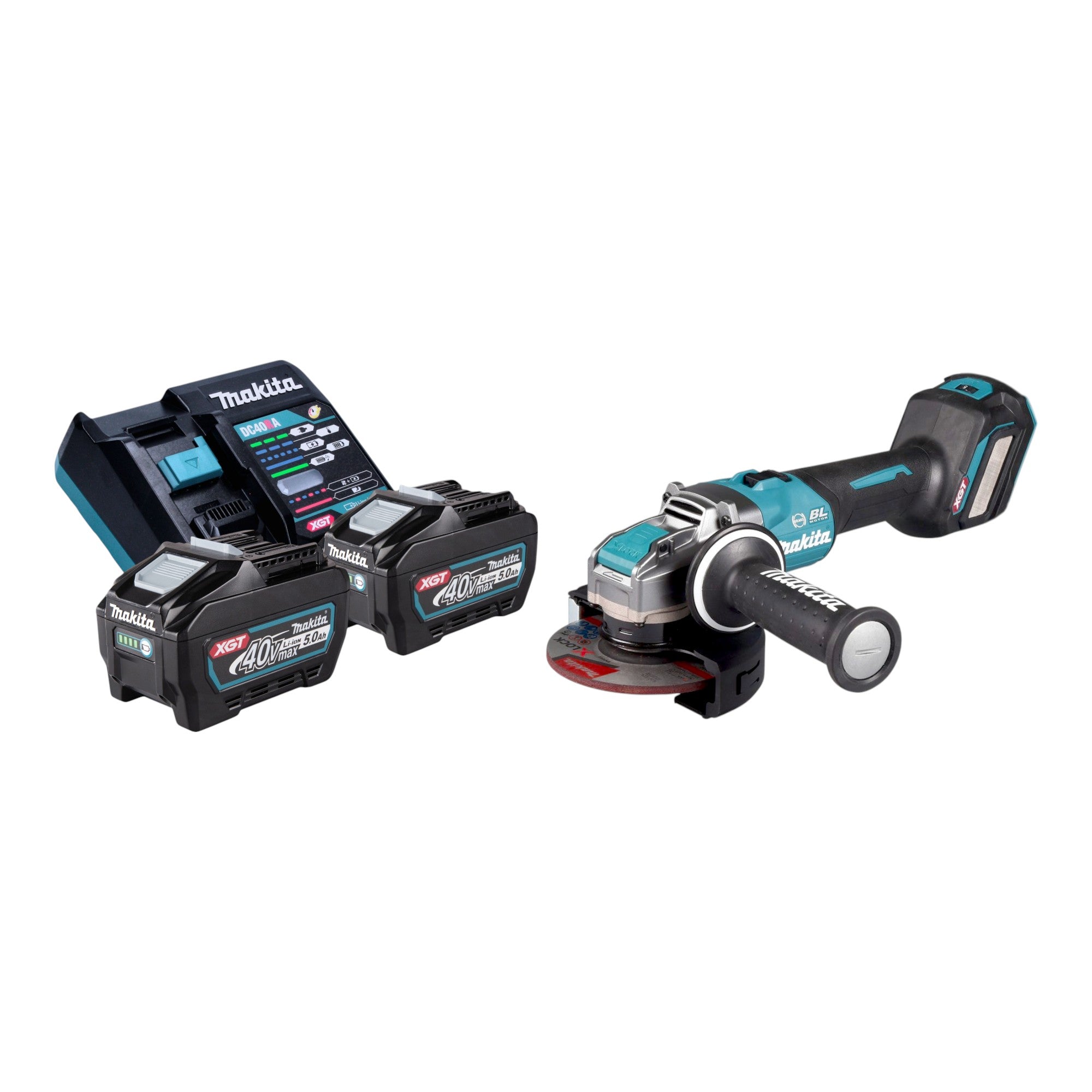 Makita GA 041 GT201 Akku Winkelschleifer 40 V max 125 mm X LOCK Brushless 2x Akku 5 0 Ah Ladegeraet 0 - toolbrothers
