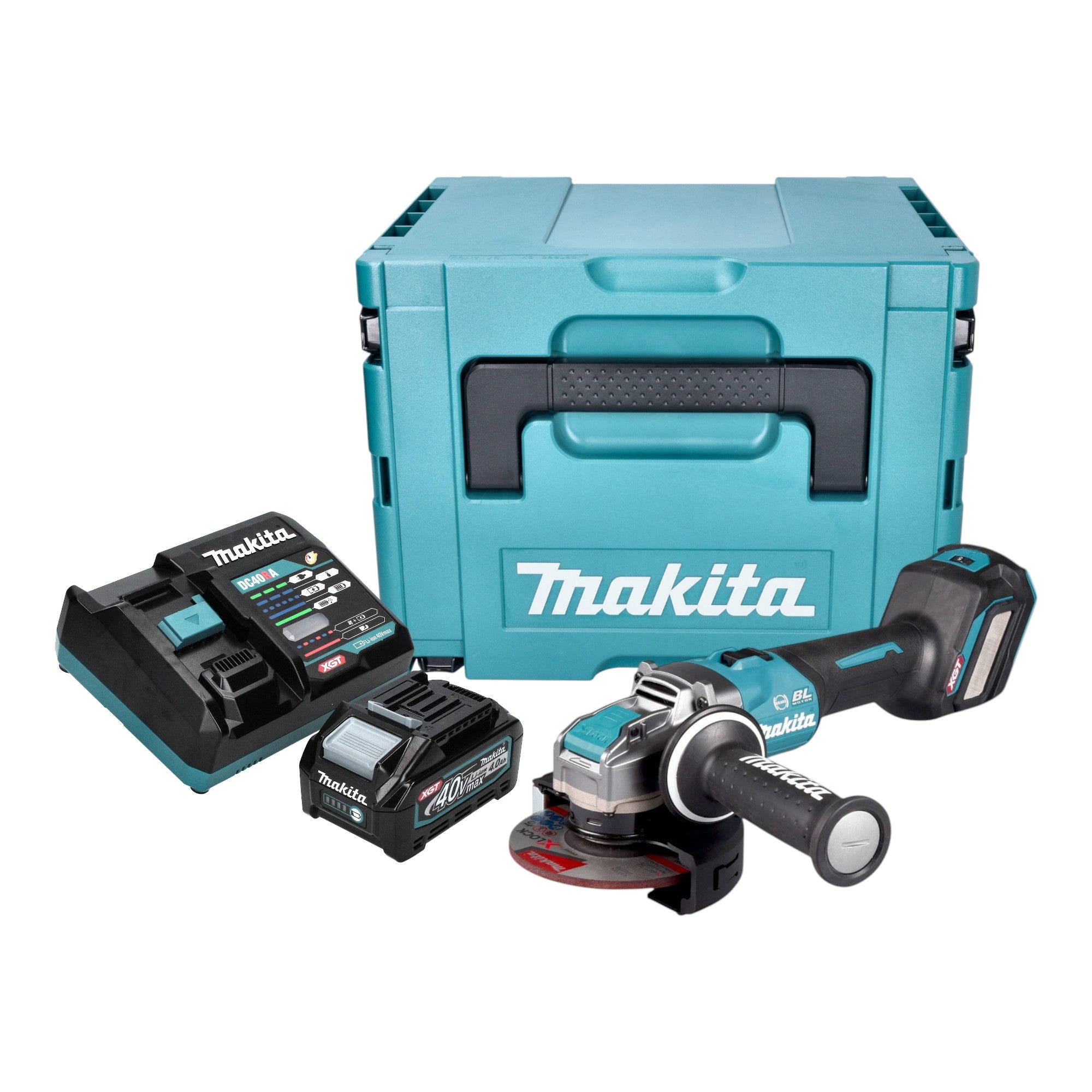 Makita GA 041 GM101 Akku Winkelschleifer 40 V max 125 mm X LOCK Brushless 1x Akku 4 0 Ah Ladegeraet Makpac 0 - toolbrothers