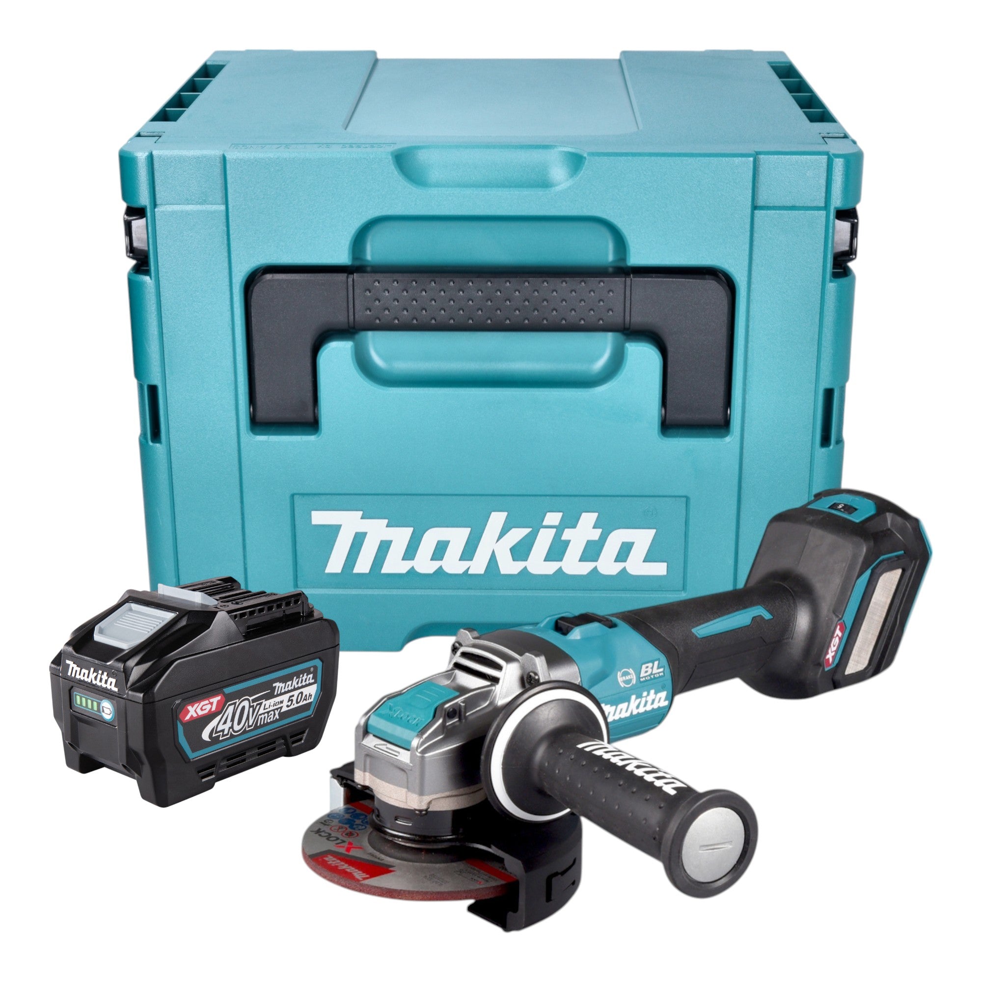 Makita GA 041 GT101 Akku Winkelschleifer 40 V max 125 mm X LOCK Brushless 1x Akku 5 0 Ah Makpac ohne Ladegeraet 0 - toolbrothers