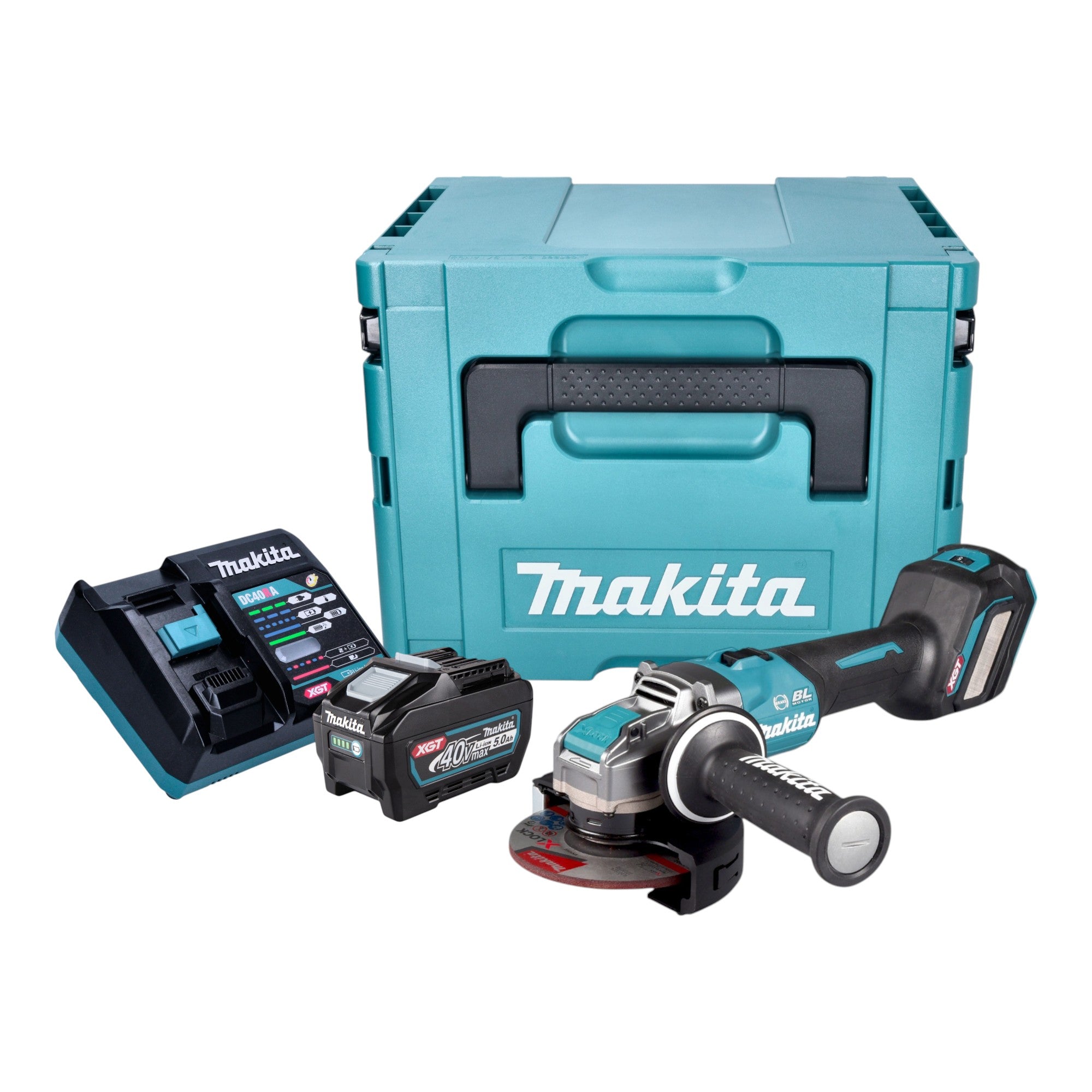 Makita GA 041 GT101 Akku Winkelschleifer 40 V max 125 mm X LOCK Brushless 1x Akku 5 0 Ah Ladegeraet Makpac 0 - toolbrothers
