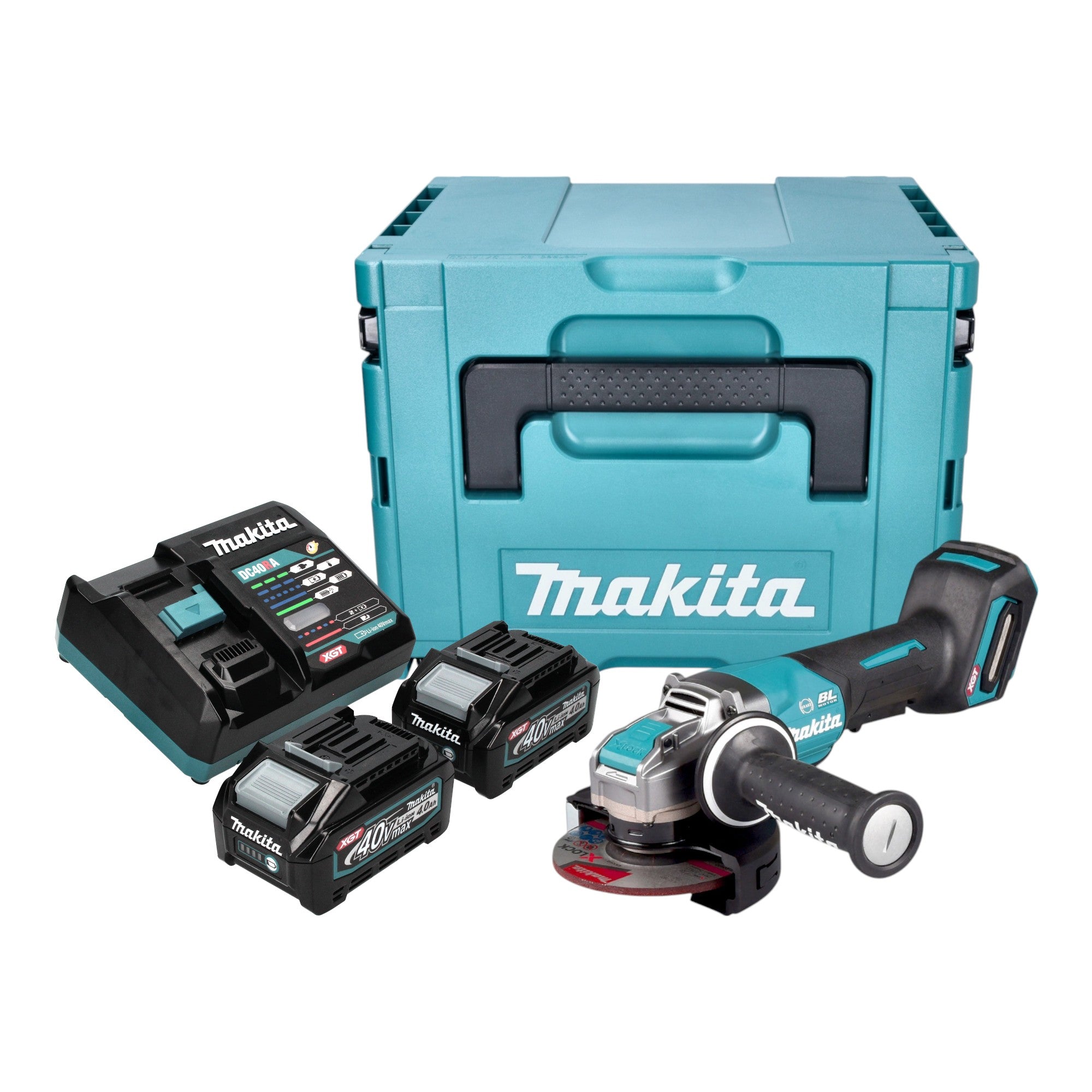 Makita GA 047 GM201 Akku Winkelschleifer 40 V max 125 mm X LOCK Brushless 2x Akku 4 0 Ah Ladegeraet Makpac 0 - toolbrothers