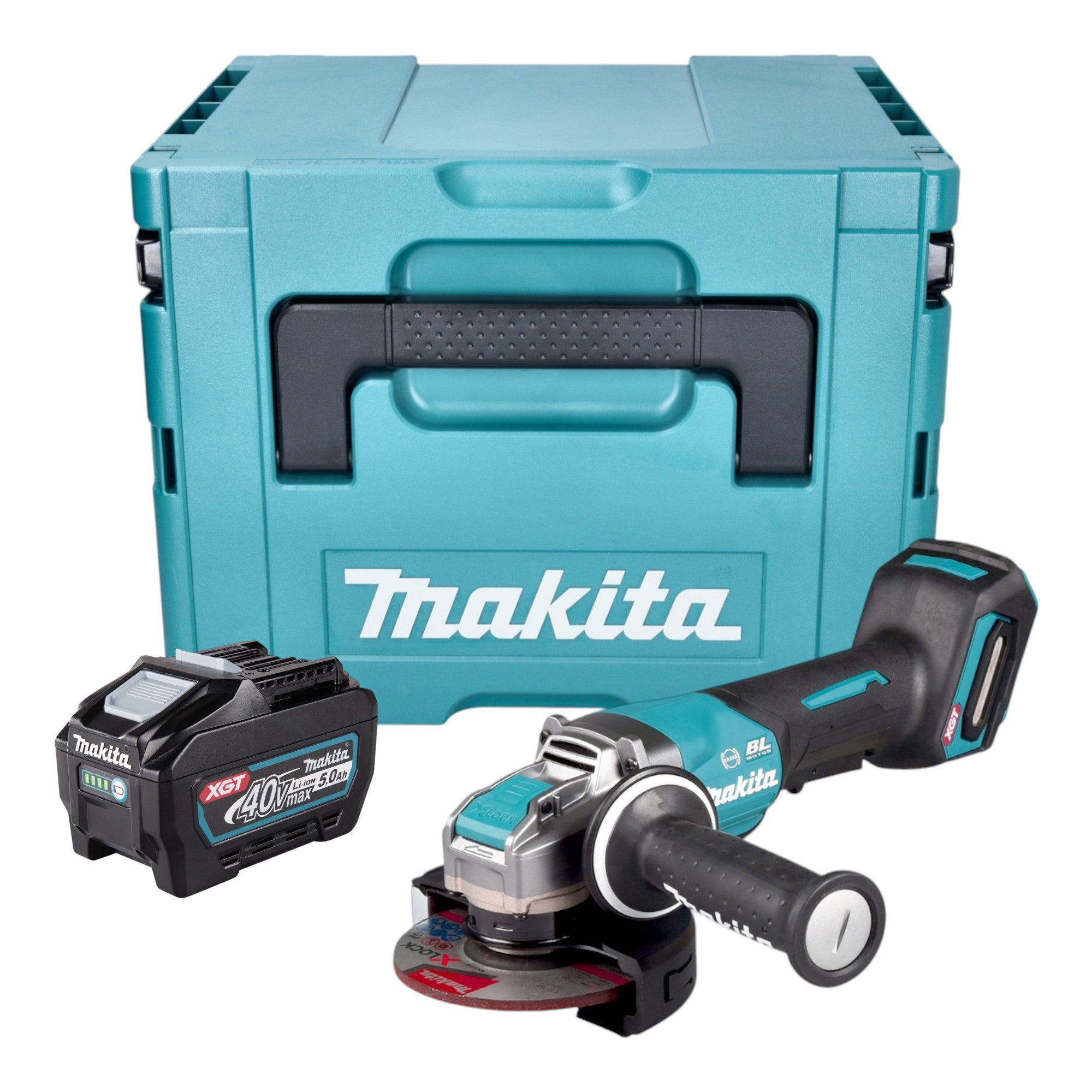 Makita GA 047 GT101 Akku Winkelschleifer 40 V max 125 mm X LOCK Brushless 1x Akku 5 0 Ah Makpac ohne Ladegeraet 0 - toolbrothers