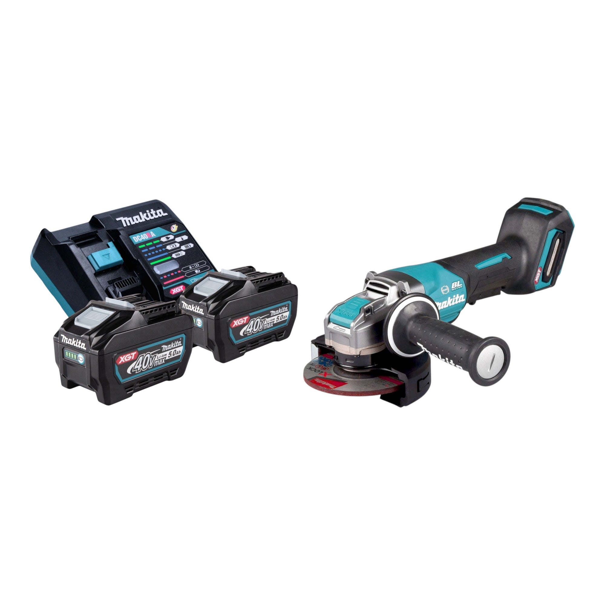 Makita GA 047 GT201 Akku Winkelschleifer 40 V max 125 mm X LOCK Brushless 2x Akku 5 0 Ah Ladegeraet 0 - toolbrothers