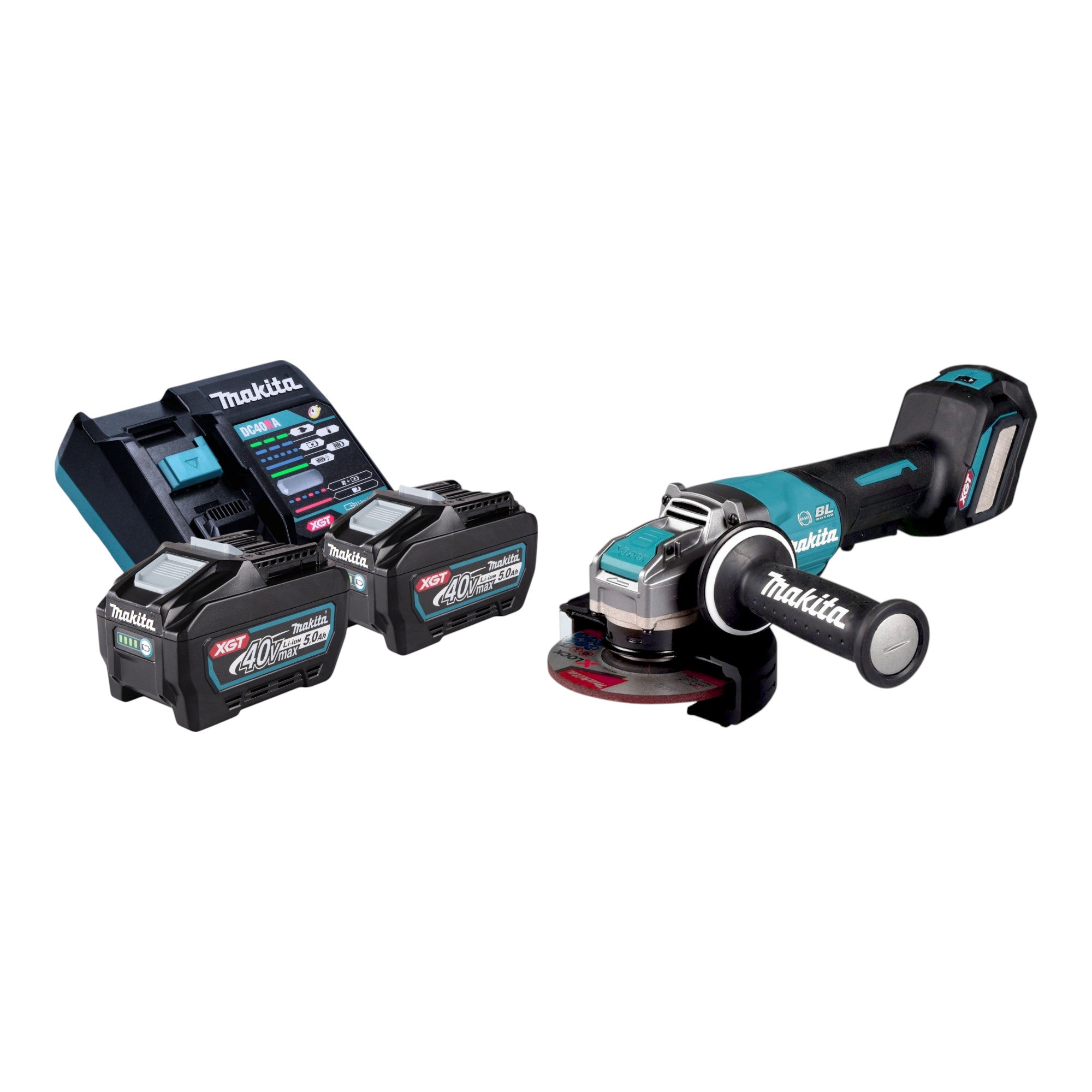 Makita GA 044 GT201 Akku Winkelschleifer 40 V max 125 mm X LOCK Brushless 2x Akku 5 0 Ah Ladegeraet 0 - toolbrothers