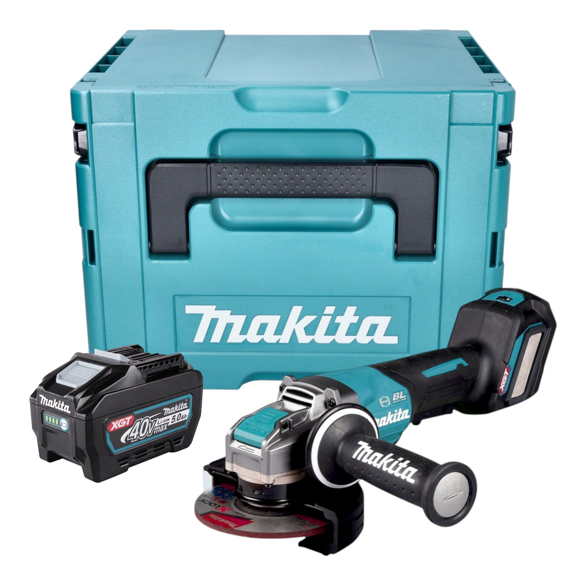 Makita GA 044 GT101 Akku Winkelschleifer 40 V max 125 mm X LOCK Brushless 1x Akku 5 0 Ah Makpac ohne Ladegeraet 0 - toolbrothers