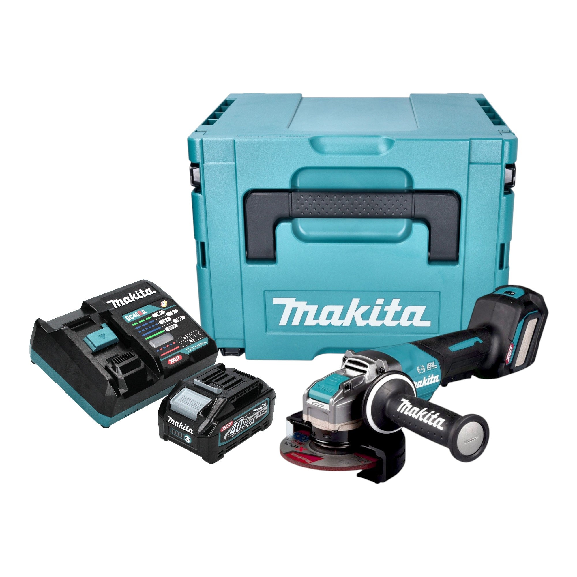 Makita GA 044 GM101 Akku Winkelschleifer 40 V max 125 mm X LOCK Brushless 1x Akku 4 0 Ah Ladegeraet Makpac 0 - toolbrothers