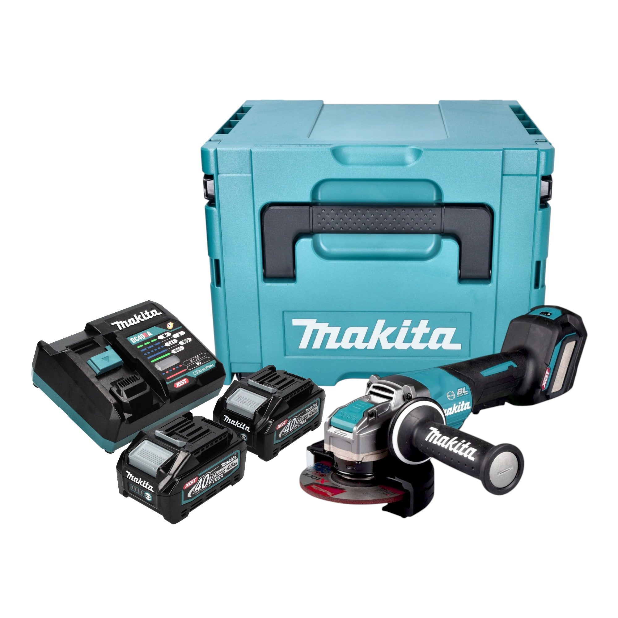 Makita GA 044 GM201 Akku Winkelschleifer 40 V max 125 mm X LOCK Brushless 2x Akku 4 0 Ah Ladegeraet Makpac 0 - toolbrothers