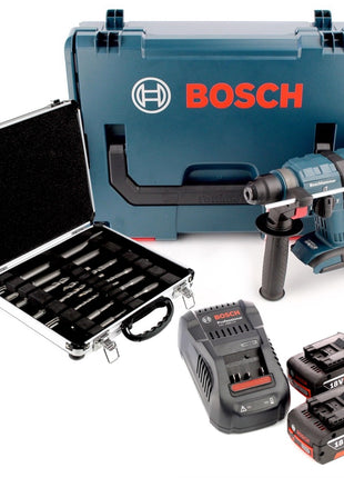 Bosch GBH 18 V-EC 18 V Li-Ion Akku Bohrhammer Brushless mit SDS-Plus in L-Boxx + 2 x 5,0 Ah Akku + Ladegerät + 11 tlg. Bohrer- und Meißelset - Toolbrothers