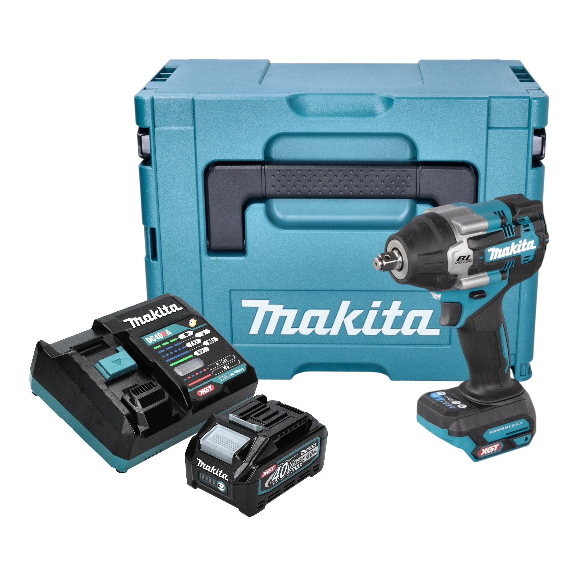 Makita TW 007 GM101 Akku Schlagschrauber 40 V max 760 Nm 1 2 Brushless 1x Akku 4 0 Ah Ladegeraet Makpac 0 - toolbrothers
