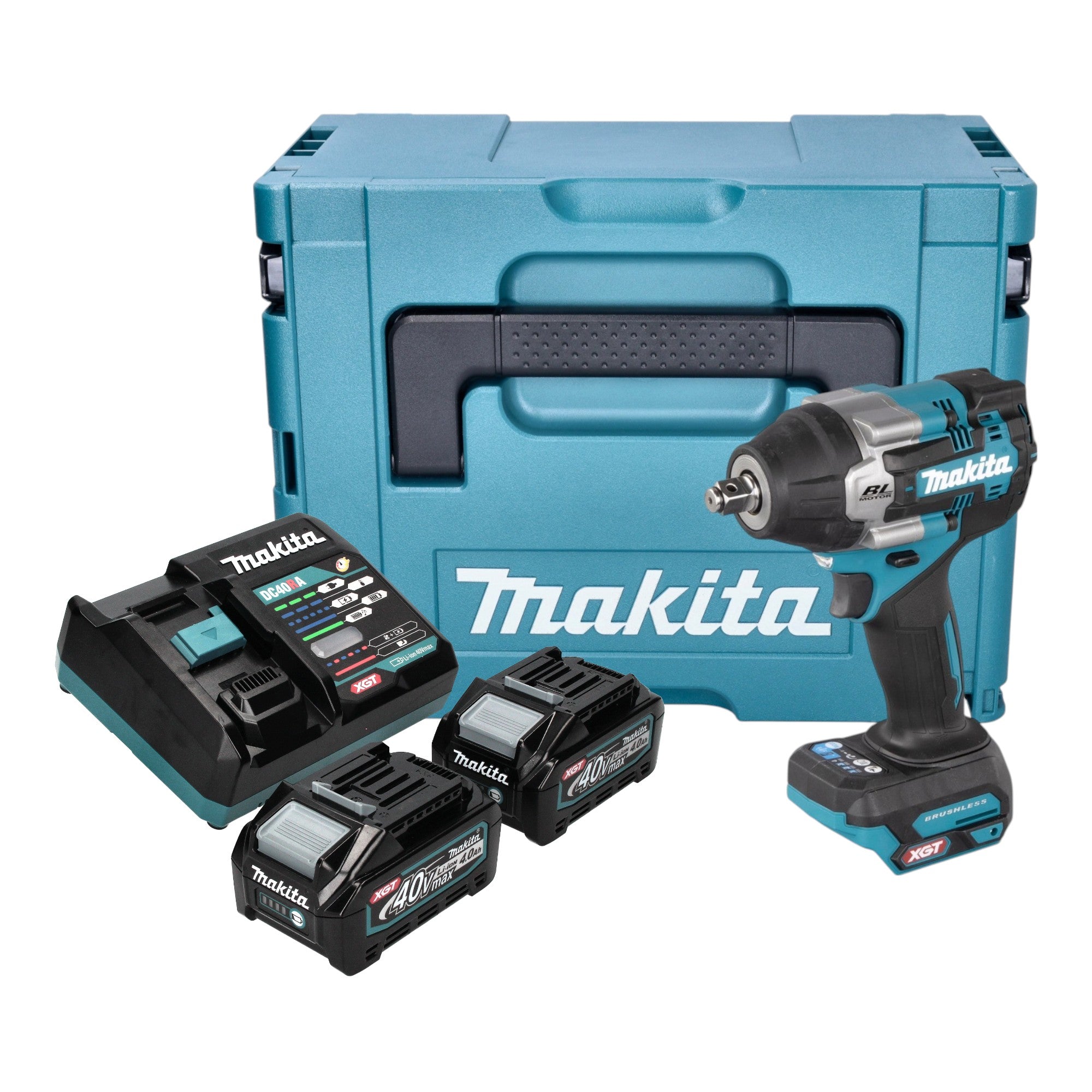 Makita TW 007 GM201 Akku Schlagschrauber 40 V max 760 Nm 1 2 Brushless 2x Akku 4 0 Ah Ladegeraet Makpac 0 - toolbrothers