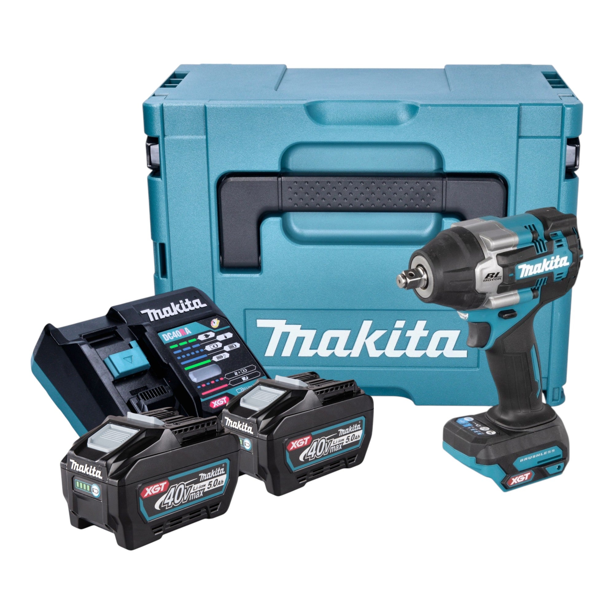 Makita TW 007 GT201 Akku Schlagschrauber 40 V max 760 Nm 1 2 Brushless 2x Akku 5 0 Ah Ladegeraet Makpac 0 - toolbrothers