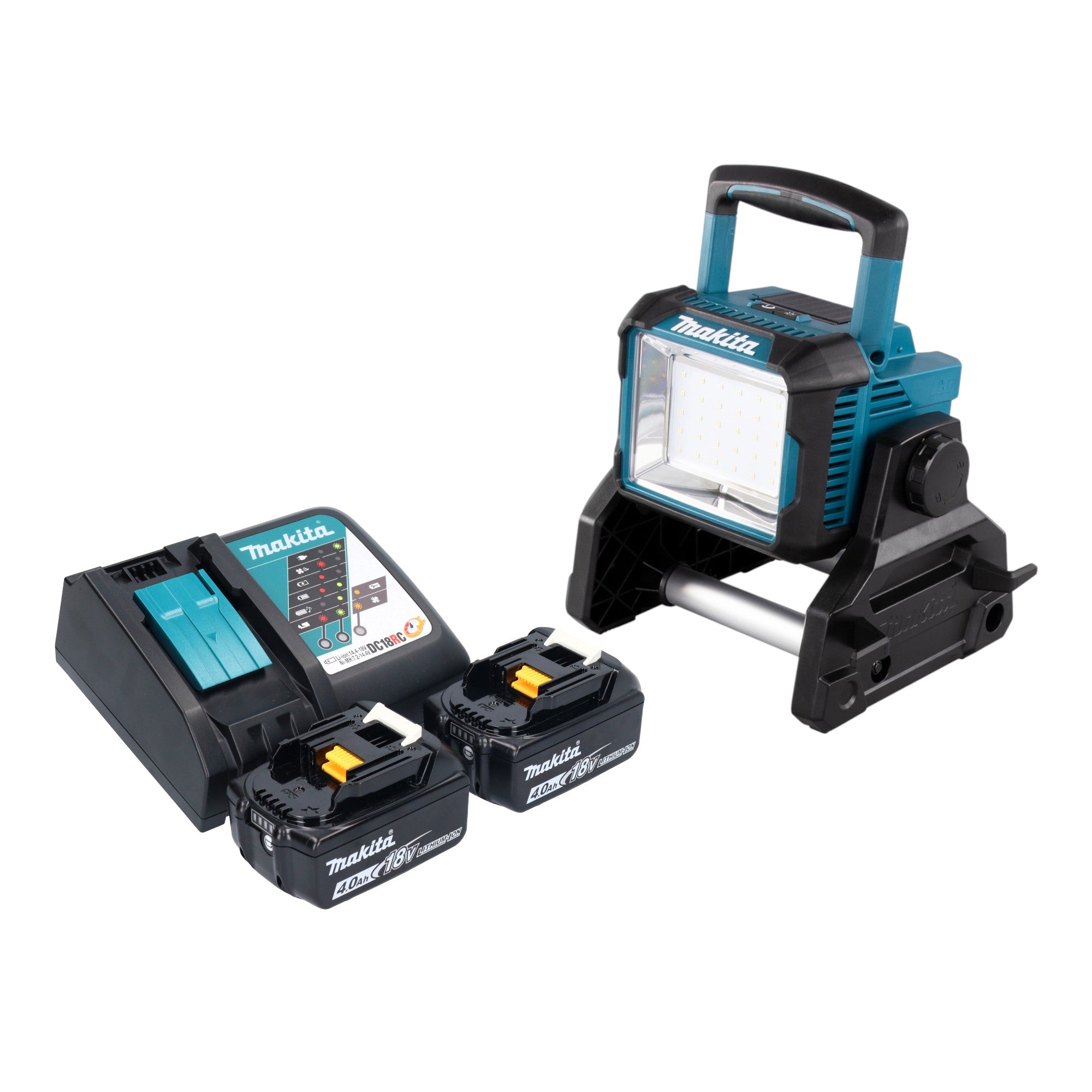 Makita DEADML 811 RM Akku Baustrahler 14 4 18 V 3000 lm LED 2x Akku 4 0 Ah Ladegeraet 0 - toolbrothers