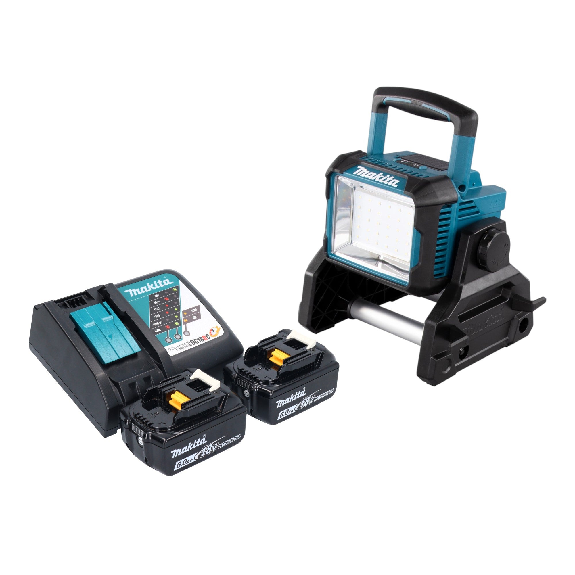 Makita DEADML 811 RG Akku Baustrahler 14 4 18 V 3000 lm LED 2x Akku 6 0 Ah Ladegeraet 0 - toolbrothers