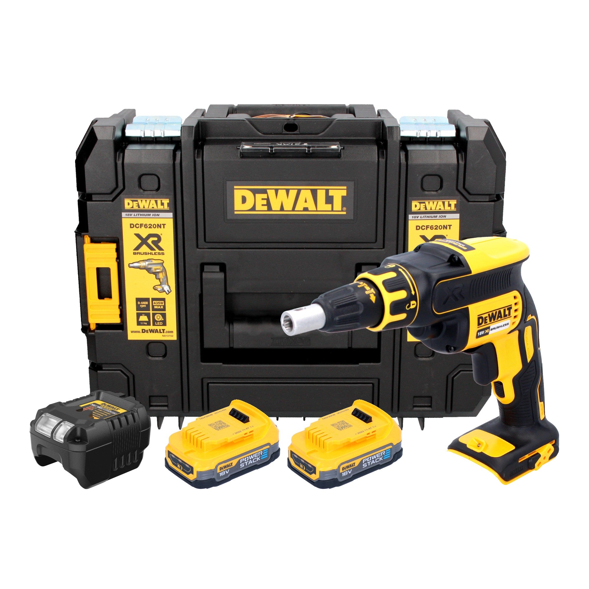 DeWalt DCF 620 E2T Akku Trockenbauschrauber 18 V 30 Nm Brushless 2x Powerstack Akku 1 7 Ah Ladegeraet TSTAK 0 - toolbrothers