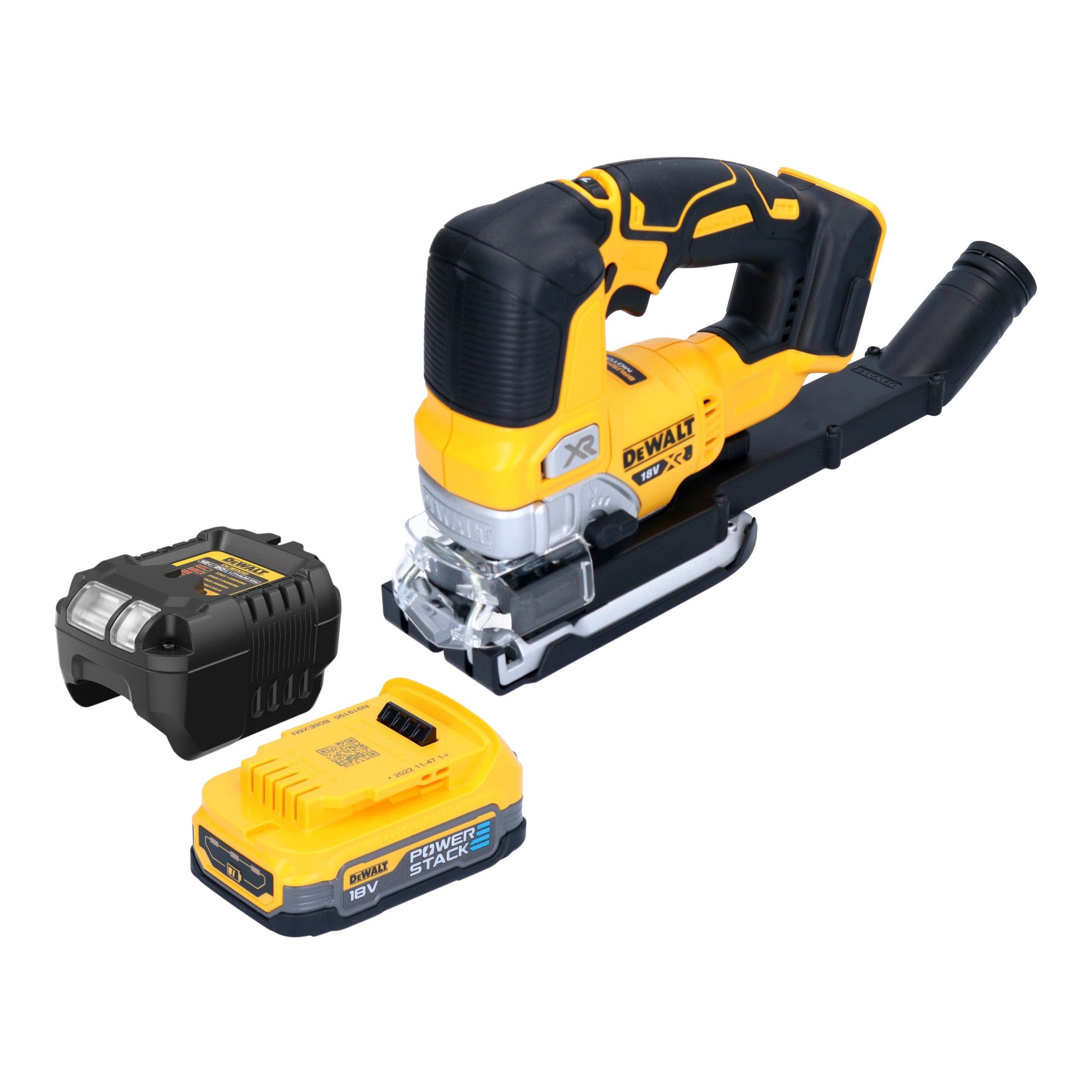 DeWalt DCS 334 E1 Akku Pendelhub Stichsaege 18 V Brushless 1x Powerstack Akku 1 7 Ah Ladegeraet 0 - toolbrothers