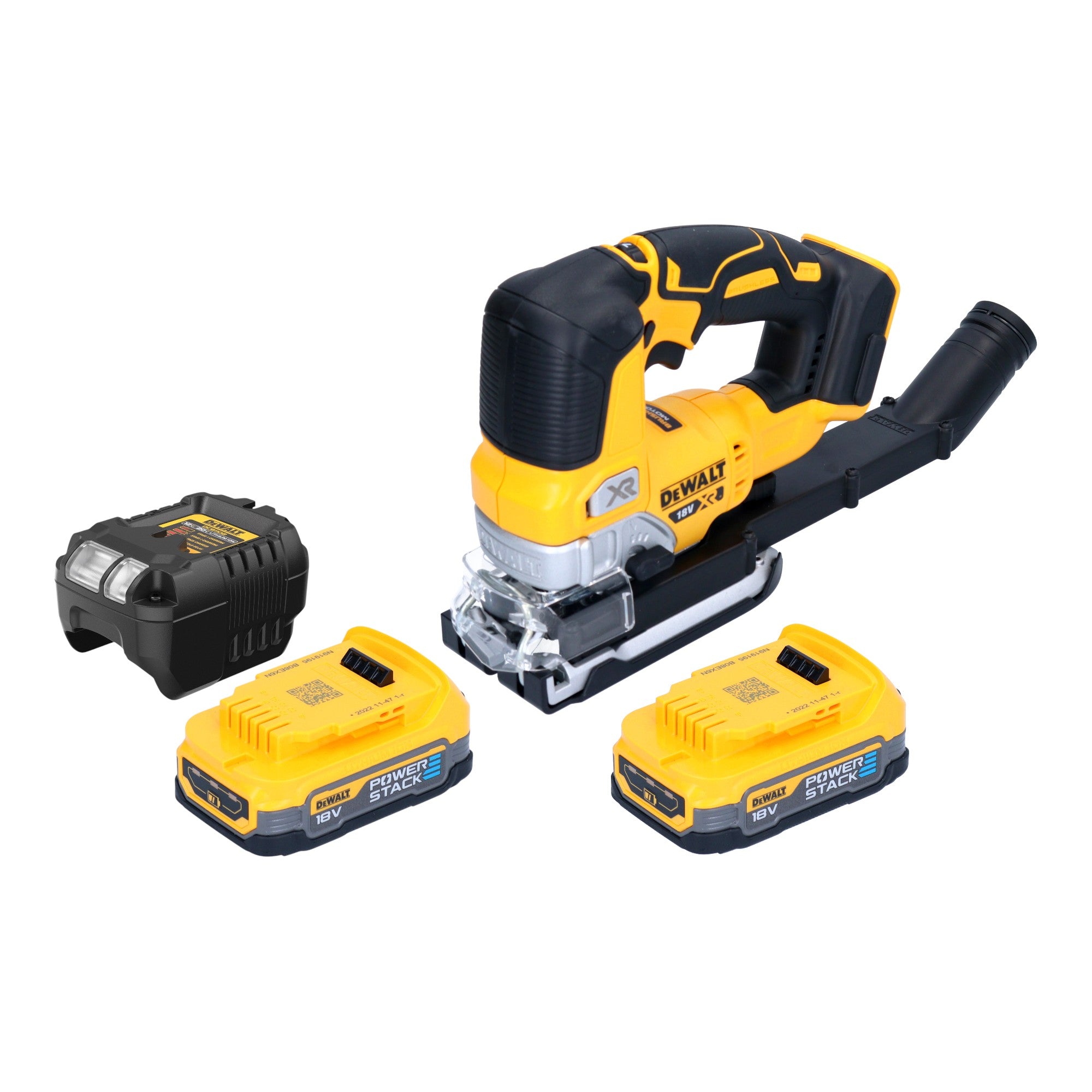 DeWalt DCS 334 E2 Akku Pendelhub Stichsaege 18 V Brushless 2x Powerstack Akku 1 7 Ah Ladegeraet 0 - toolbrothers
