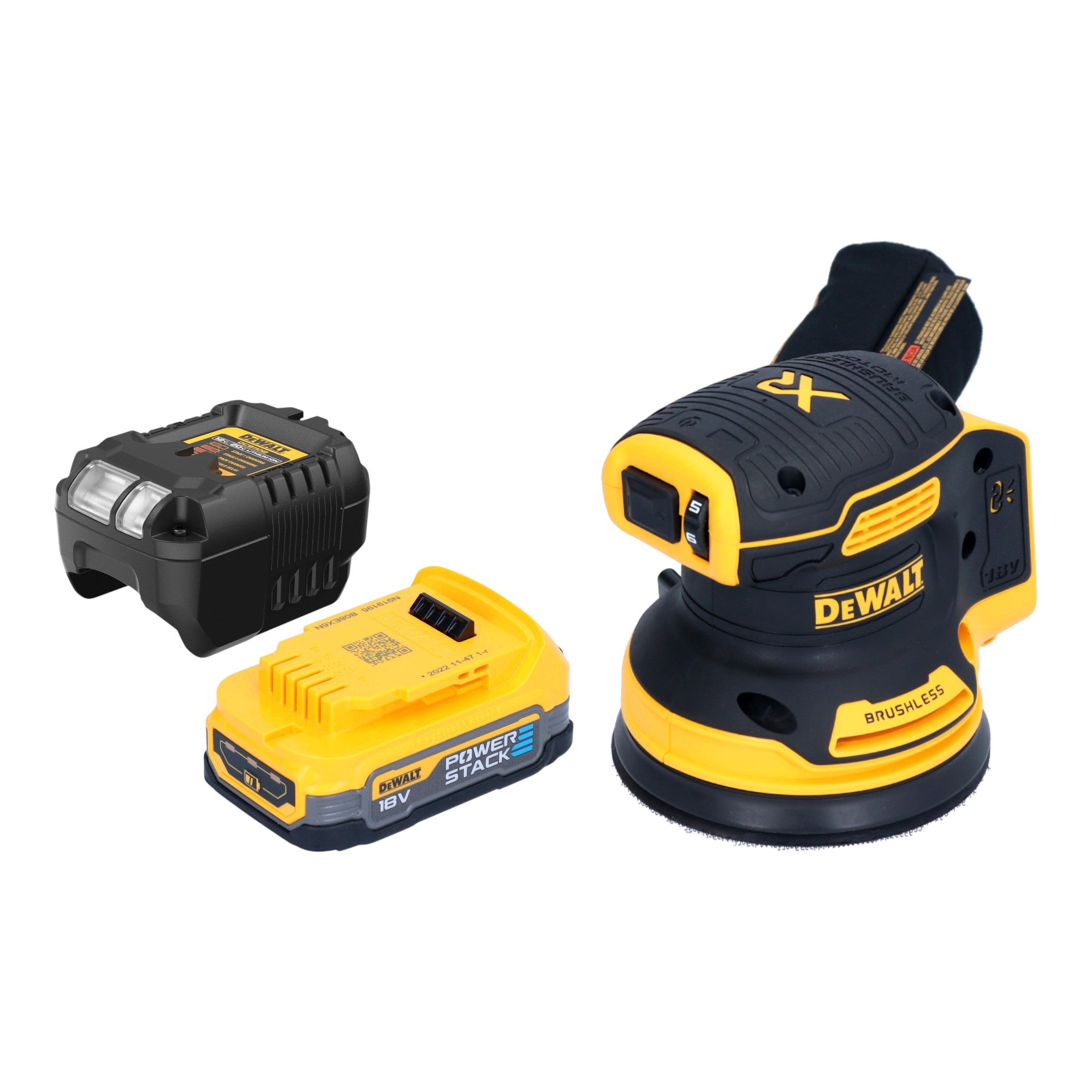 DeWalt DCW 210 E1 Akku Exzenterschleifer 18 V 125 mm Brushless 1x Powerstack Akku 1 7 Ah Ladegeraet 0 - toolbrothers