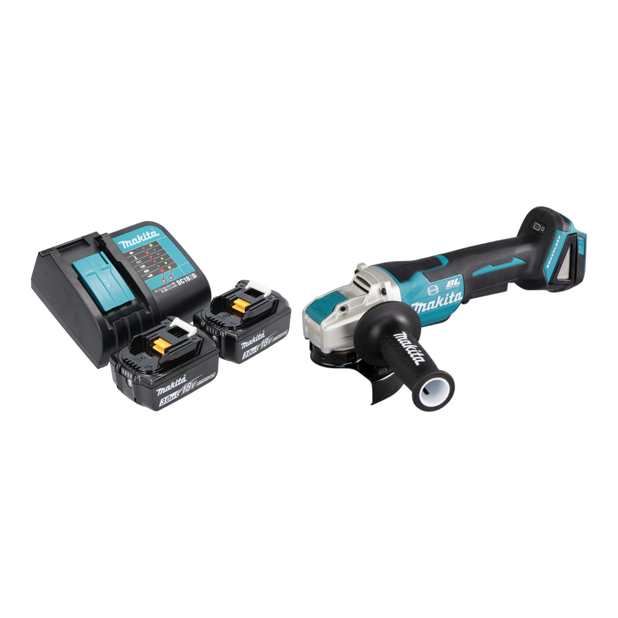 Makita DGA 520 SFX1 Akku Winkelschleifer 18 V 125 mm X LOCK Brushless 2x Akku 3 0 Ah Ladegeraet 0 - toolbrothers