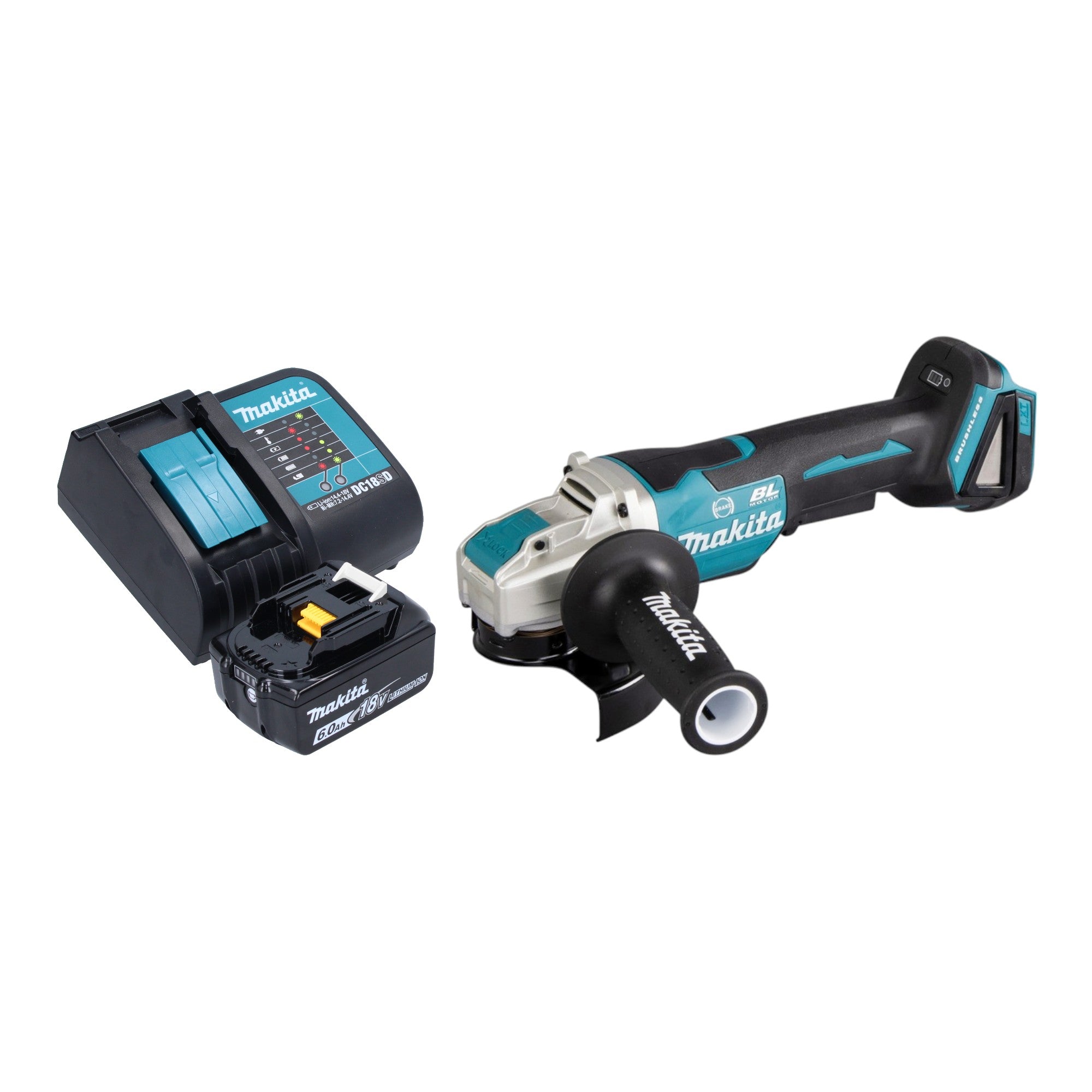 Makita DGA 520 SG1X1 Akku Winkelschleifer 18 V 125 mm X LOCK Brushless 1x Akku 6 0 Ah Ladegeraet 0 - toolbrothers