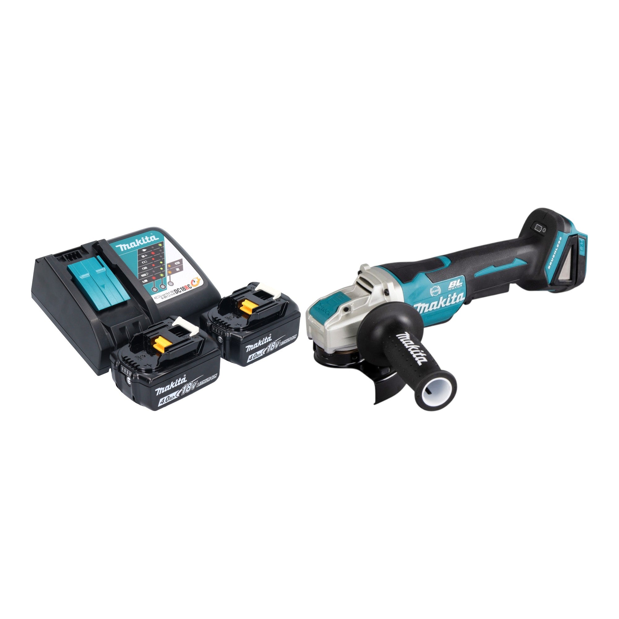 Makita DGA 520 RMX1 Akku Winkelschleifer 18 V 125 mm X LOCK Brushless 2x Akku 4 0 Ah Ladegeraet 0 - toolbrothers