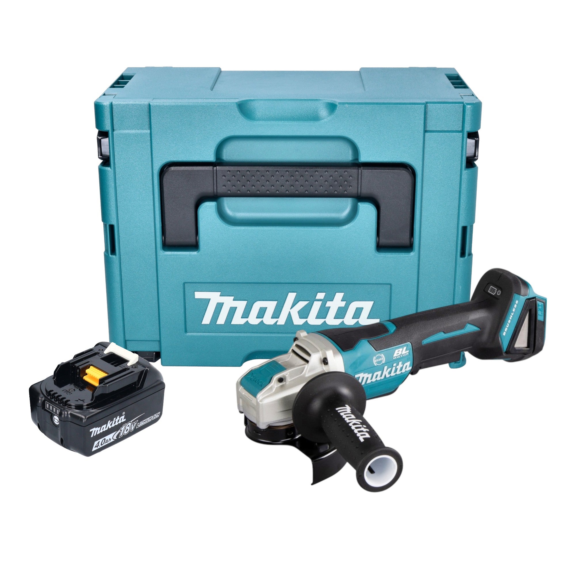 Makita DGA 520 M1JX1 Akku Winkelschleifer 18 V 125 mm X LOCK Brushless 1x Akku 4 0 Ah Makpac ohne Ladegeraet 0 - toolbrothers