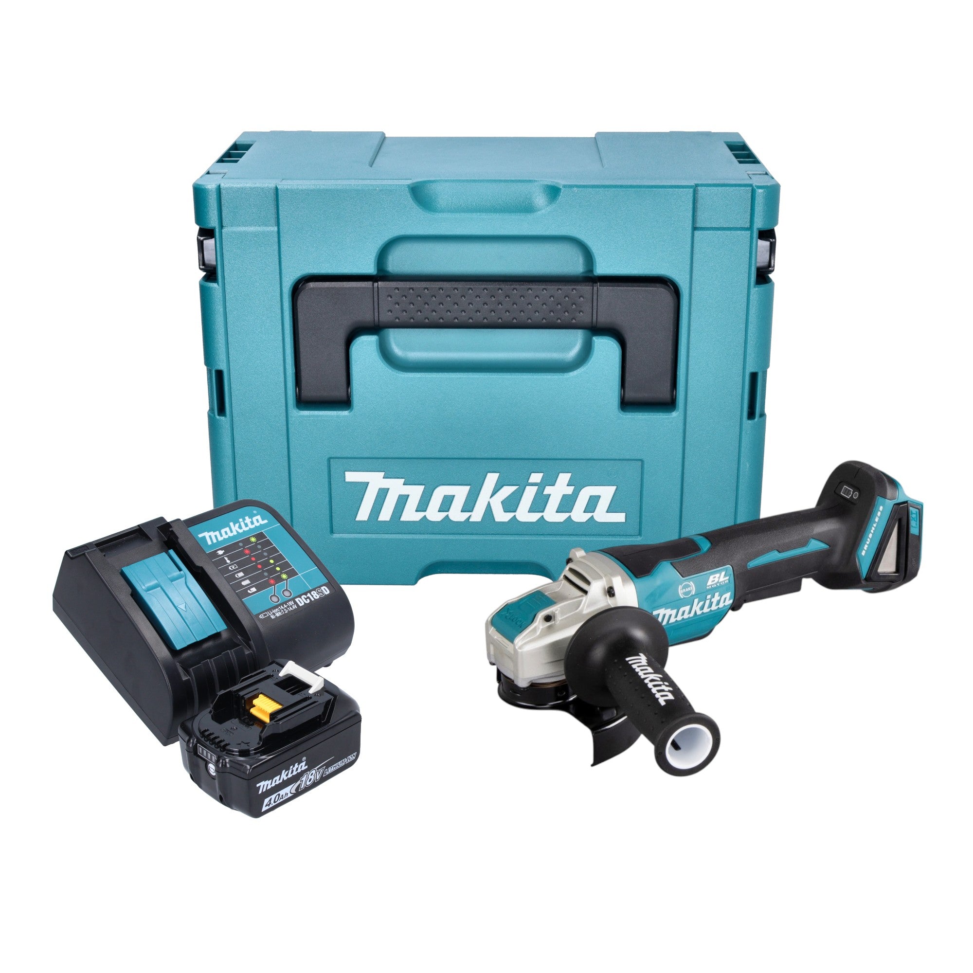 Makita DGA 520 SM1JX1 Akku Winkelschleifer 18 V 125 mm X LOCK Brushless 1x Akku 4 0 Ah Ladegeraet Makpac 0 - toolbrothers