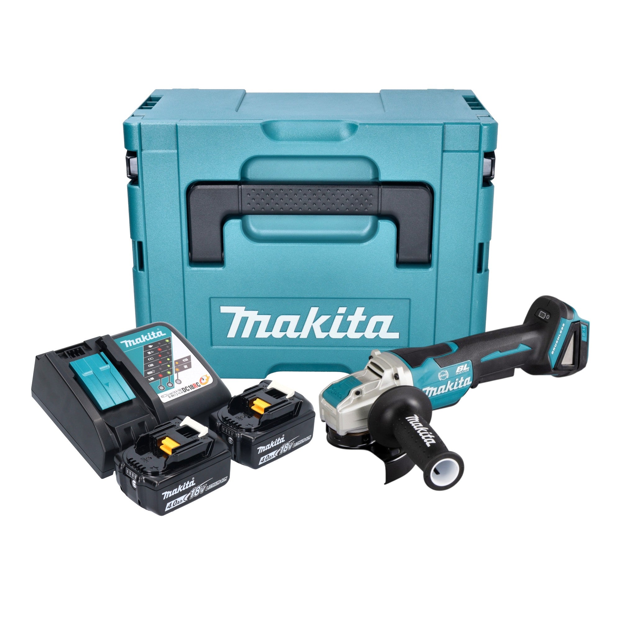 Makita DGA 520 RMJX1 Akku Winkelschleifer 18 V 125 mm X LOCK Brushless 2x Akku 4 0 Ah Ladegeraet Makpac 0 - toolbrothers