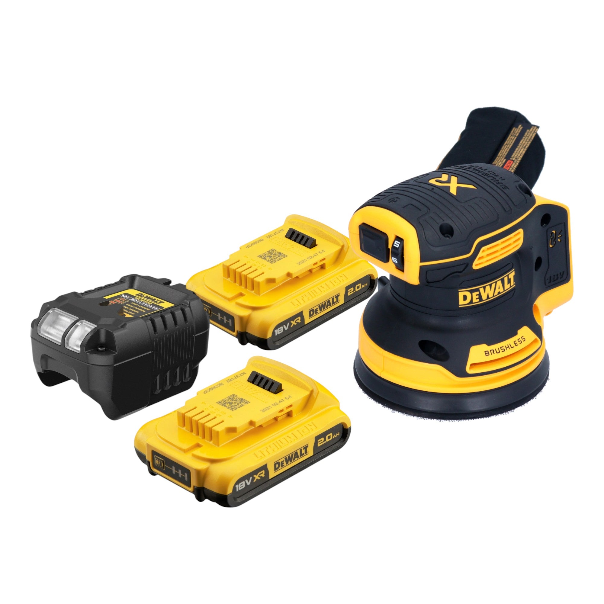 DeWalt DCW 210 D2 Akku Exzenterschleifer 18 V 125 mm Brushless 2x Akku 2 0 Ah Ladegeraet 0 - toolbrothers