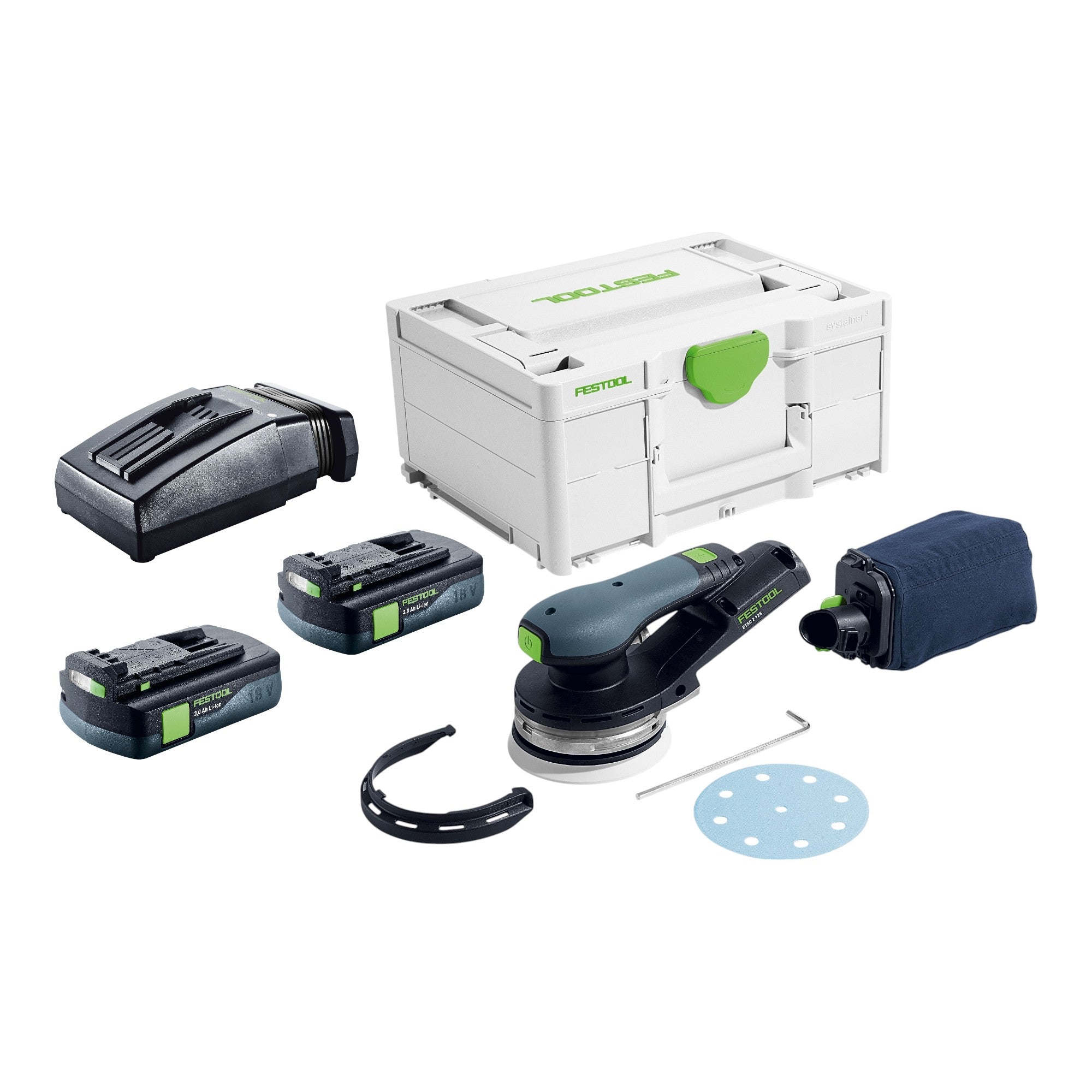 Festool ETSC 2 125 Basic Akku Exzenterschleifer 18 V 125 mm Brushless 2x Akku 3 0 Ah Ladegeraet Systainer 0 - toolbrothers