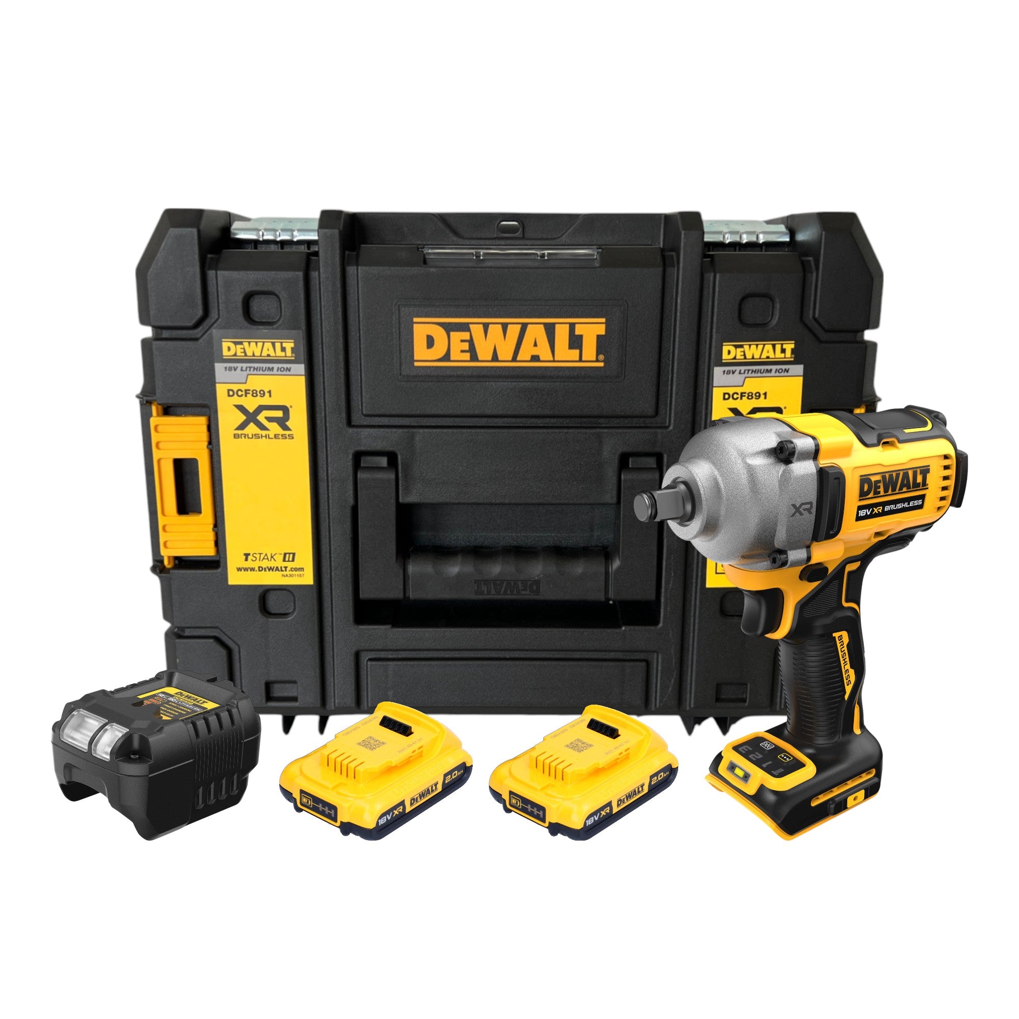 DeWalt DCF 891 D2T Akku Schlagschrauber 18 V 1084 Nm 1 2 Brushless 2x Akku 2 0 Ah Ladegeraet TSTAK 0 - toolbrothers