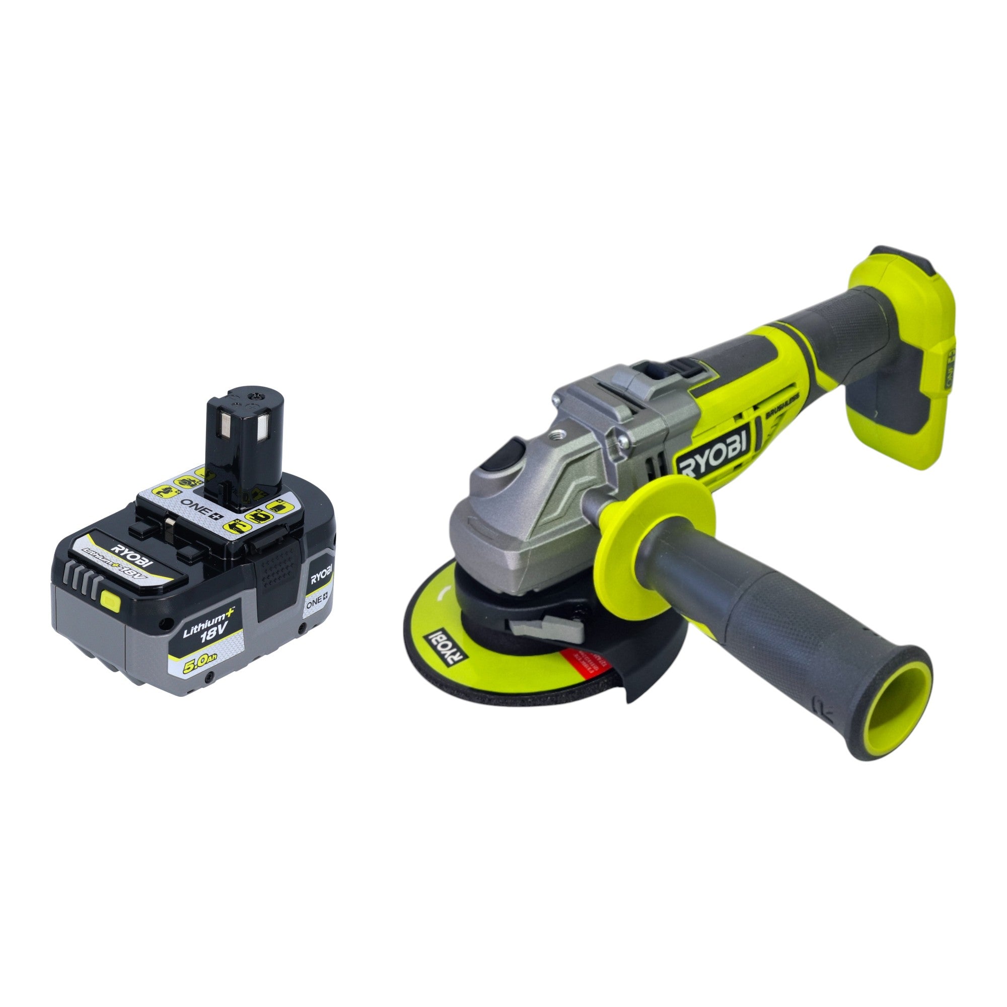 RYOBI R18AG7 0 Akku Winkelschleifer 18 V 125 mm Brushless 1x Akku 5 0 Ah ohne Ladegeraet 0 - toolbrothers