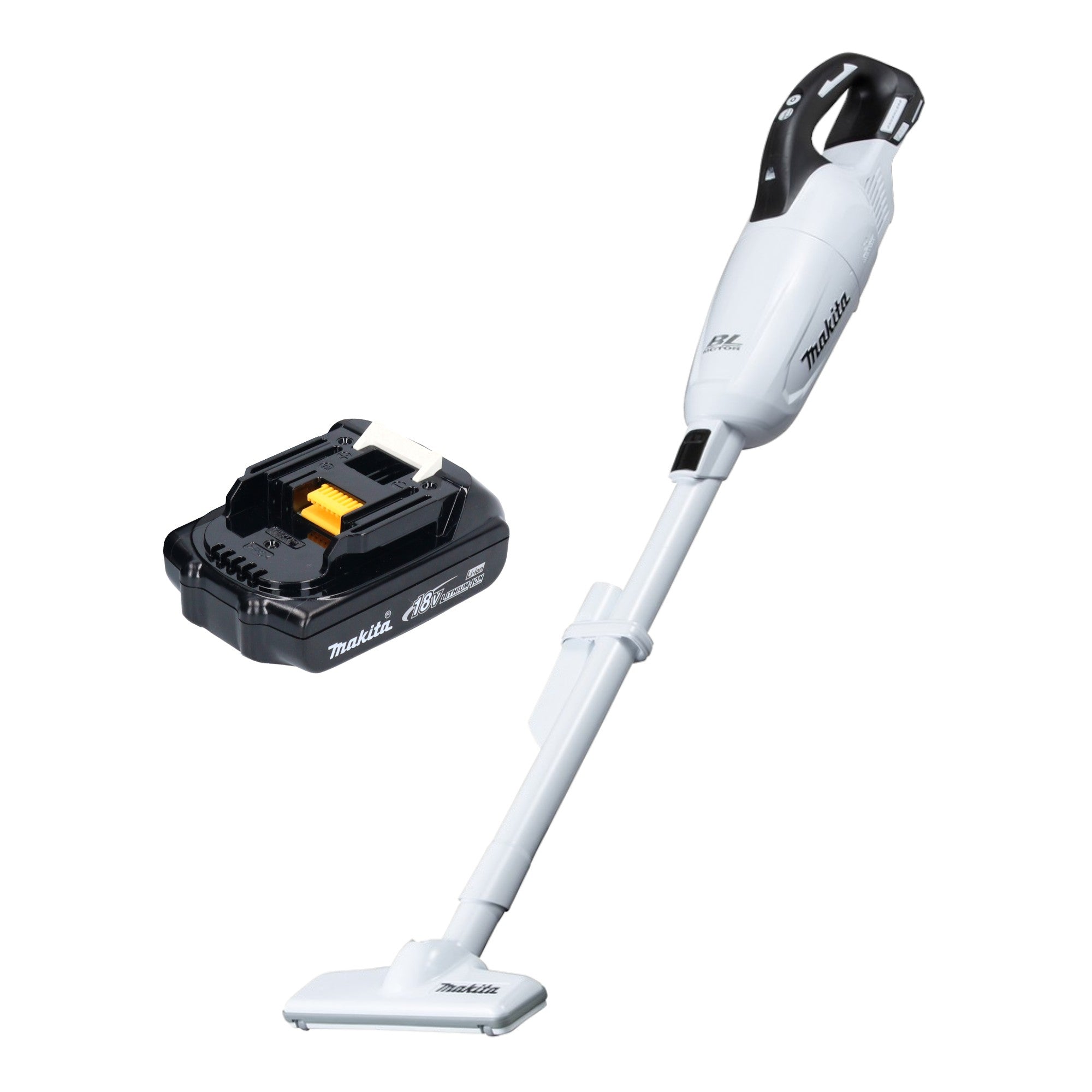 Makita DCL 281 FY1W Akku Staubsauger 18 V weiss Brushless 1x Akku 1 5 Ah ohne Ladegeraet 0 - toolbrothers