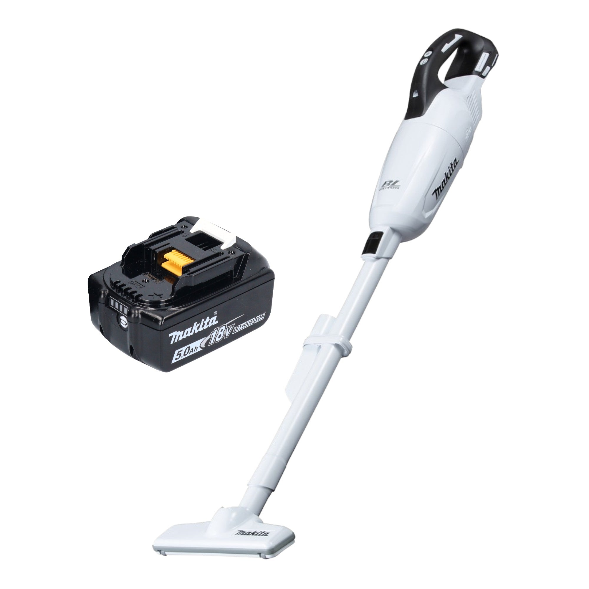 Makita DCL 281 FT1W Akku Staubsauger 18 V weiss Brushless 1x Akku 5 0 Ah ohne Ladegeraet 0 - toolbrothers