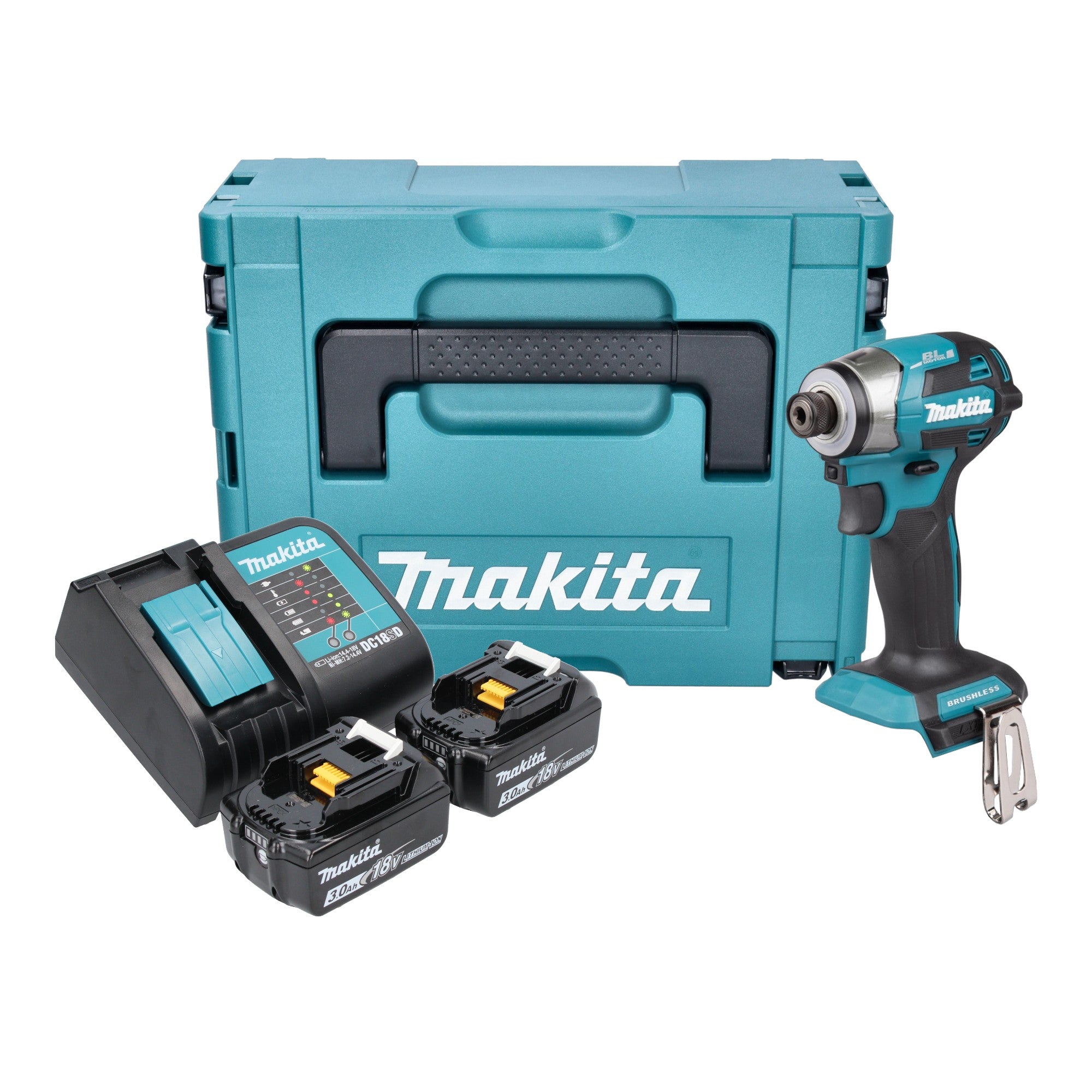 Makita DTD 173 SFJ Akku Schlagschrauber 18 V 180 Nm 1 4 Brushless 2x Akku 3 0 Ah Ladegeraet Makpac 0 - toolbrothers