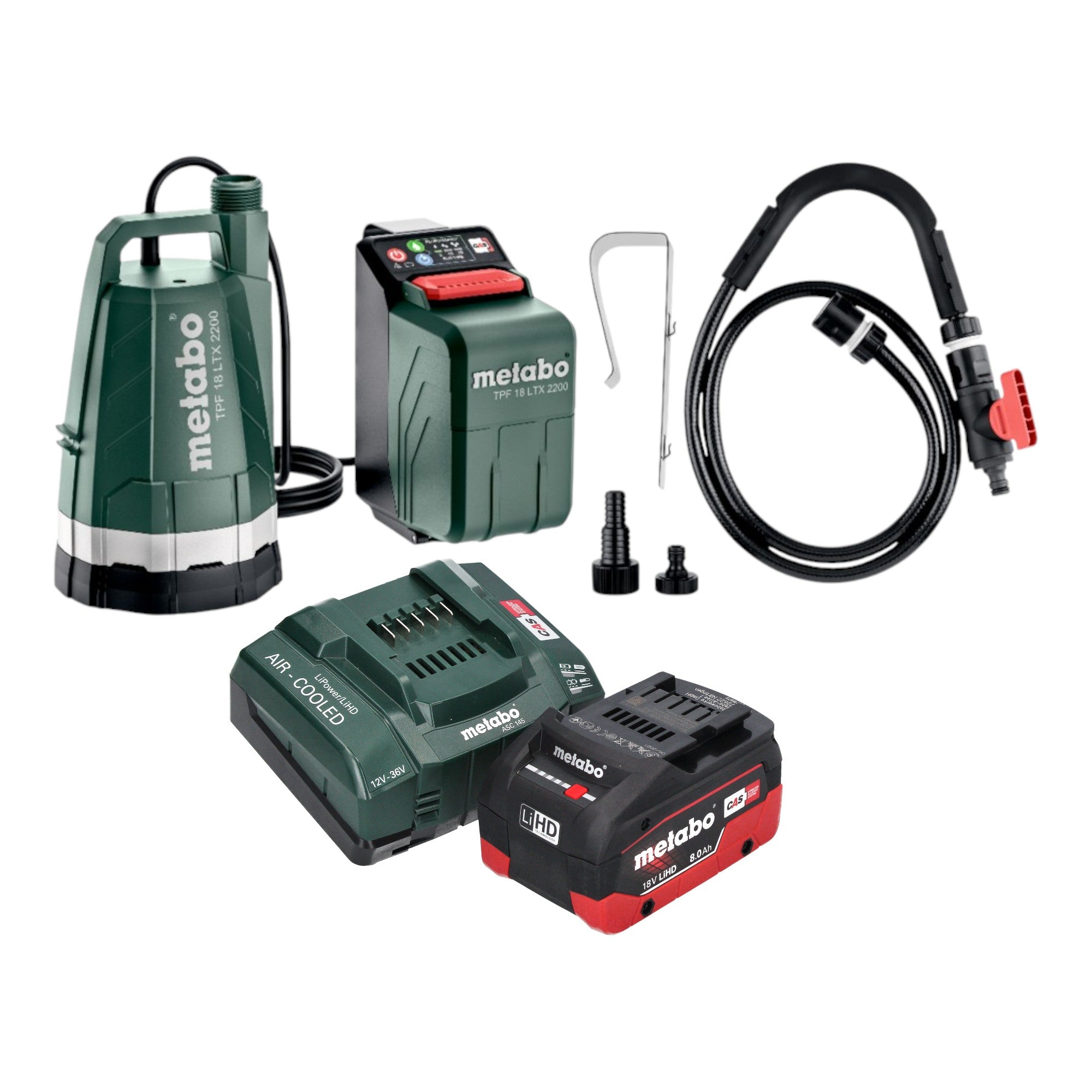 Metabo TPF 18 LTX 2200 Akku Tauch und Regenfasspumpe 18 V 2200 l h 1x LiHD Akku 8 0 Ah Ladegeraet 0 - toolbrothers