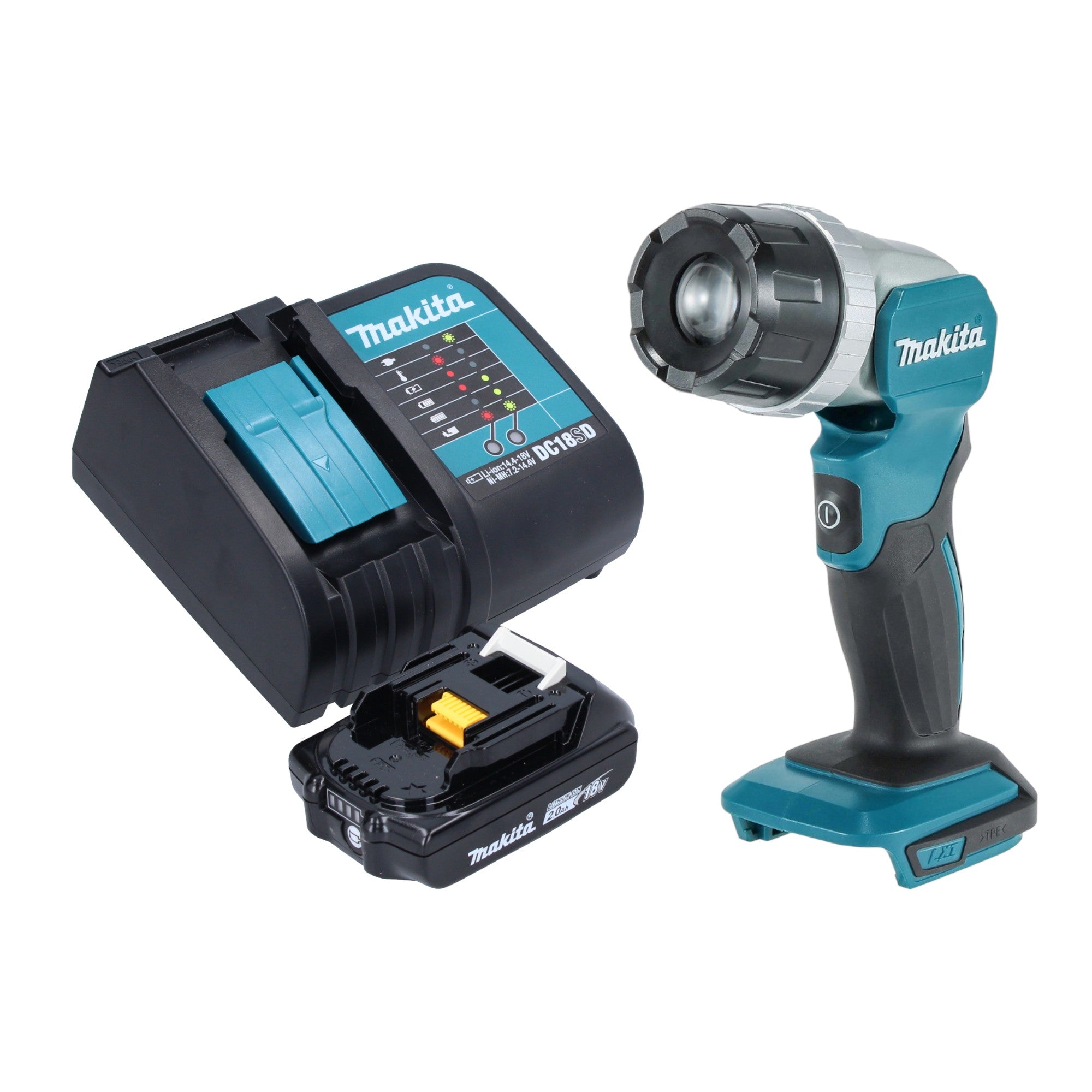Makita DML 808 SA1 Akku Handstrahler 14 4 18 V 190 lm LED 1x Akku 2 0 Ah Ladegeraet 0 - toolbrothers