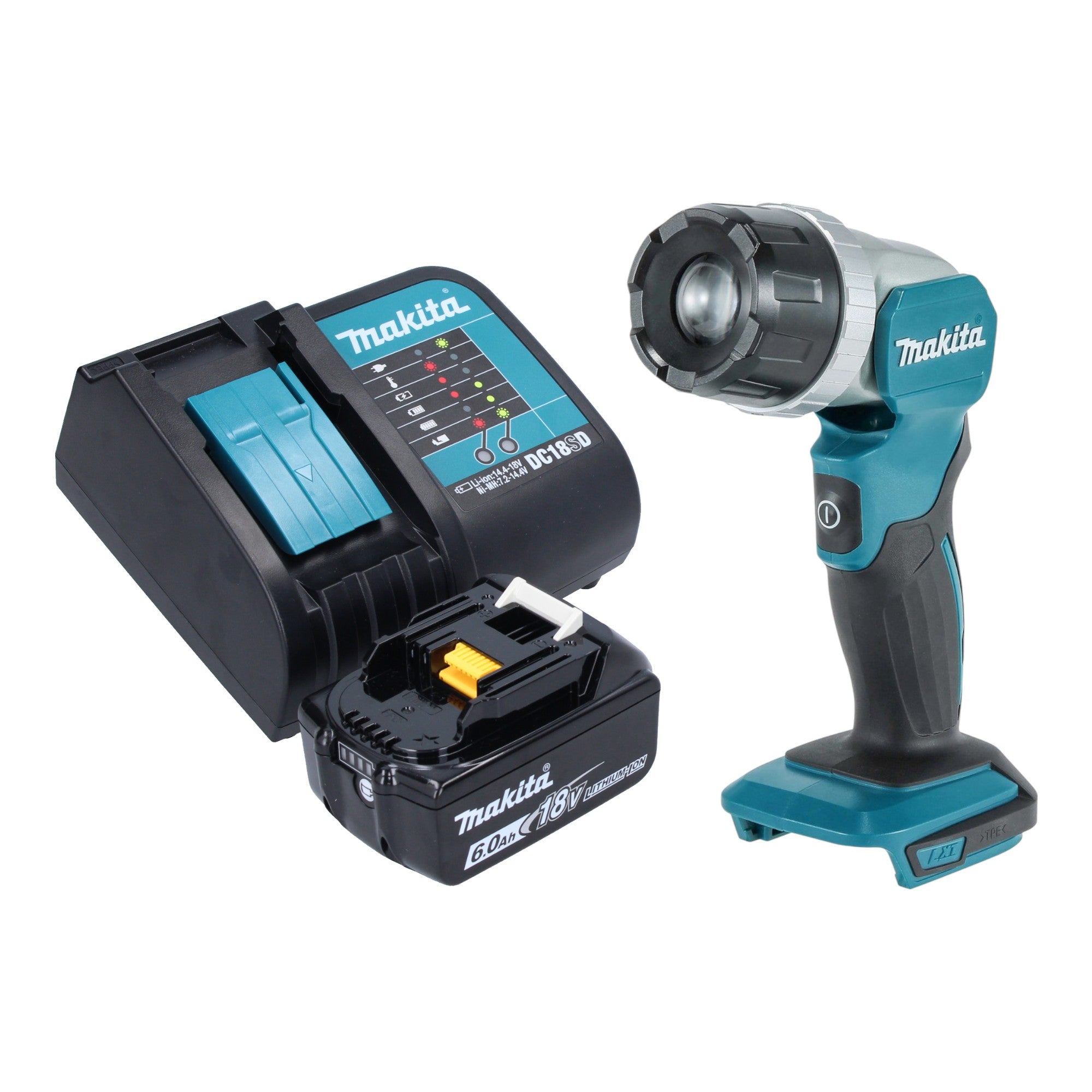 Makita DML 808 SG1 Akku Handstrahler 14 4 18 V 190 lm LED 1x Akku 6 0 Ah Ladegeraet 0 - toolbrothers