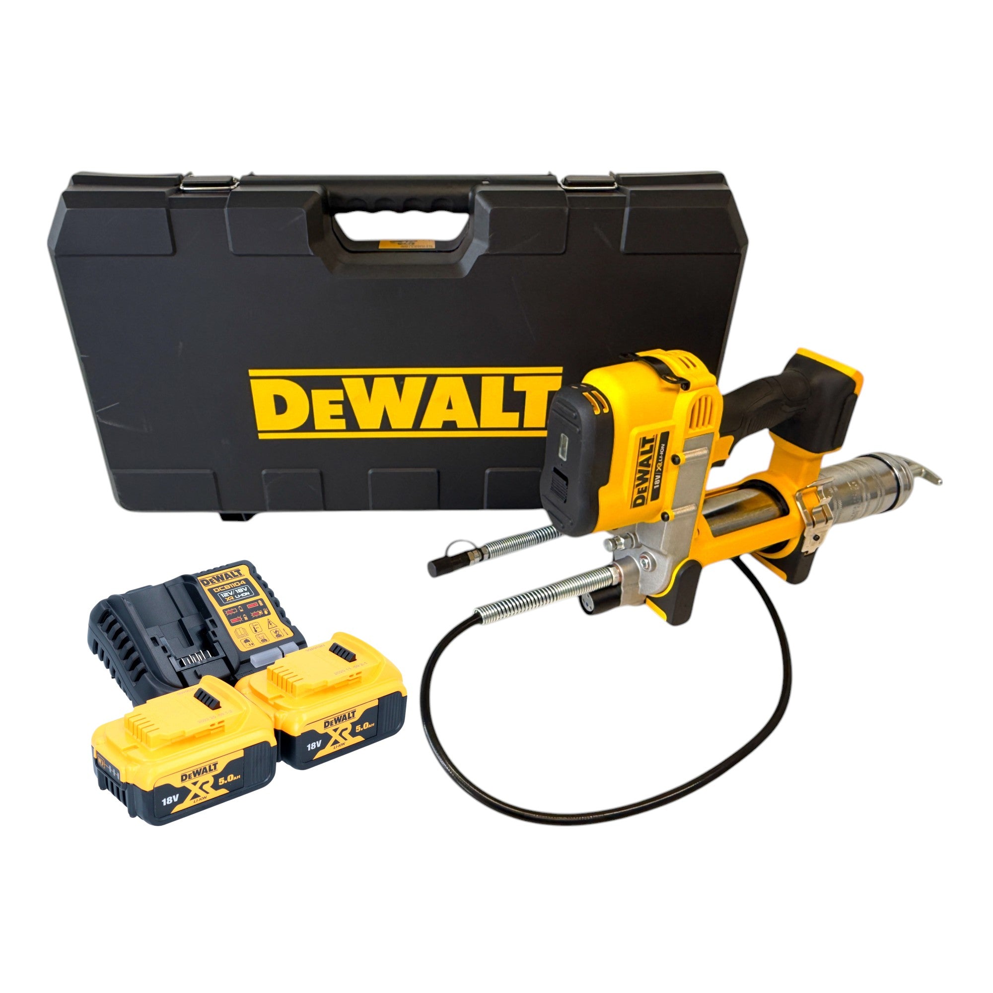 DeWalt DCGG 571 P2K Akku Fettpresse 18 V 2x Akku 5 0 Ah Ladegeraet 0 - toolbrothers