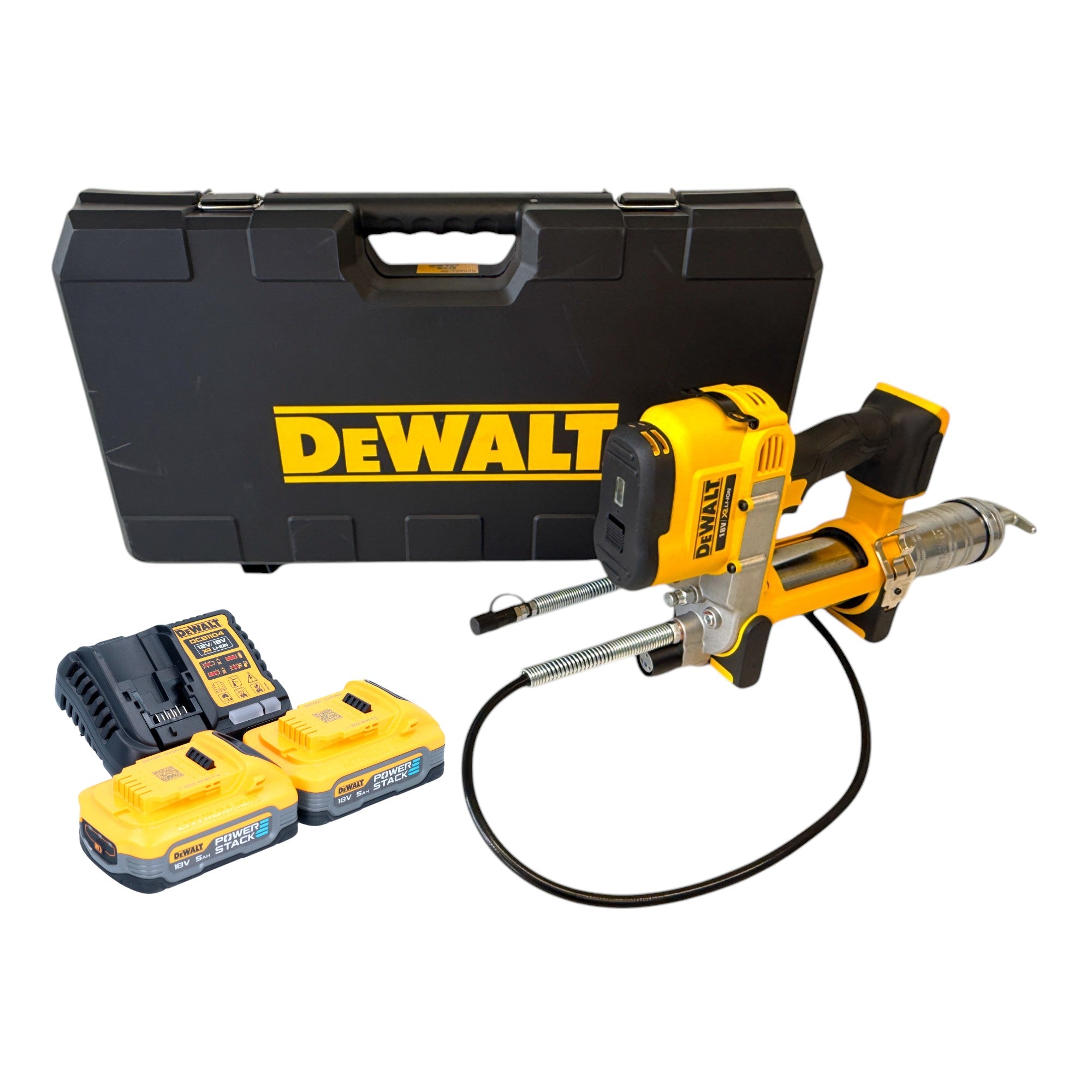 DeWalt DCGG 571 H2K Akku Fettpresse 18 V 2x Powerstack Akku 5 0 Ah Ladegeraet 0 - toolbrothers