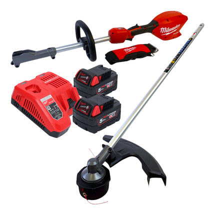 Milwaukee M18 FOPH2 LTA 502 Akku Basiseinheit 18 V Brushless Rasentrimmer Aufsatz 2x Akku 5 0 Ah Ladegeraet 0 - toolbrothers