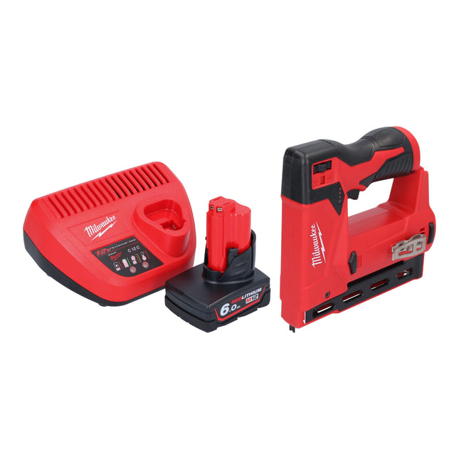 Milwaukee M12 BST 601 Akku Tacker 12 V 6 14 mm 1x Akku 6 0 Ah Ladegeraet 0 - toolbrothers