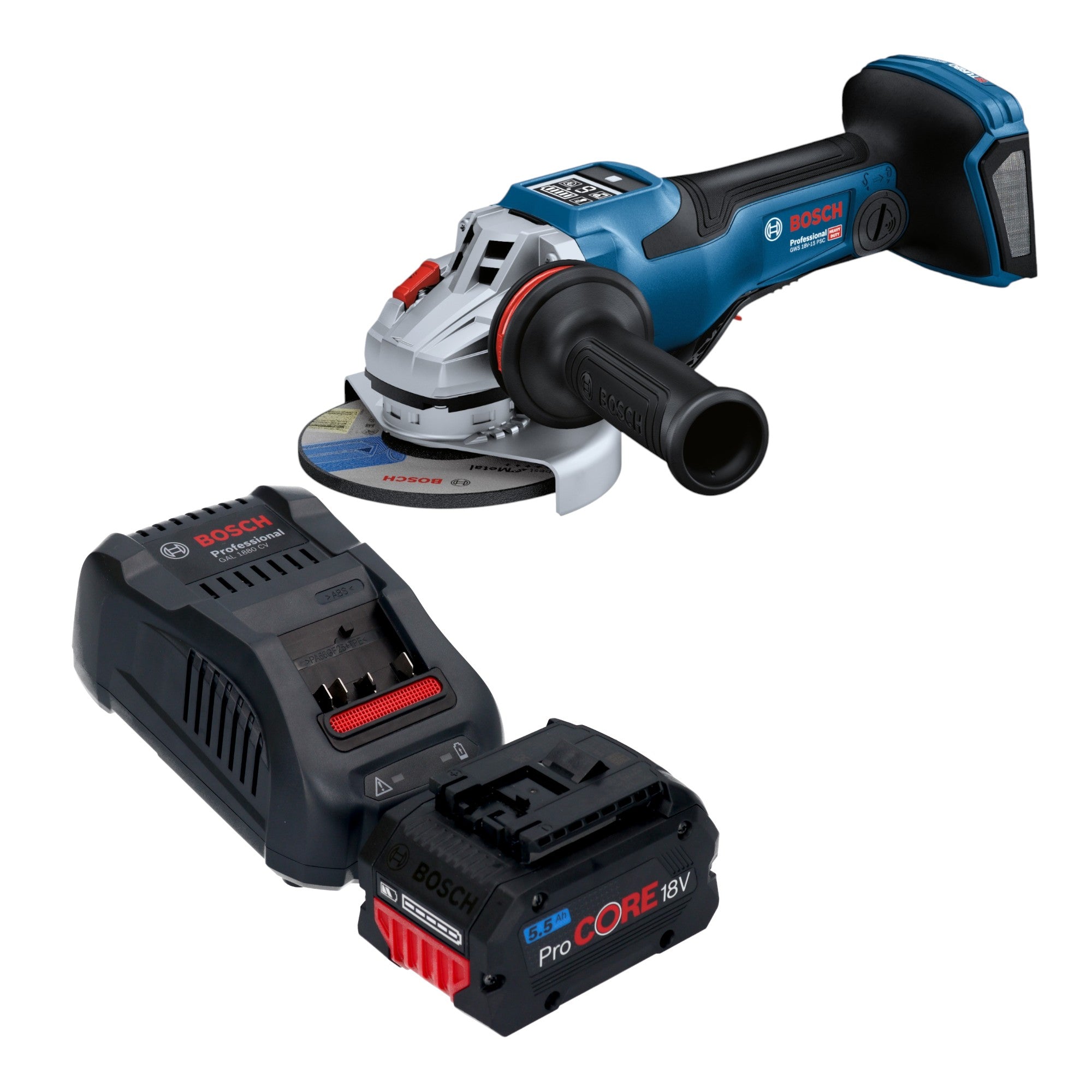 Bosch GWS 18V 15 PSC Professional Akku Winkelschleifer 18 V 125 mm BITURBO Brushless 1x ProCORE Akku 5 5 Ah Ladegeraet 0 - toolbrothers