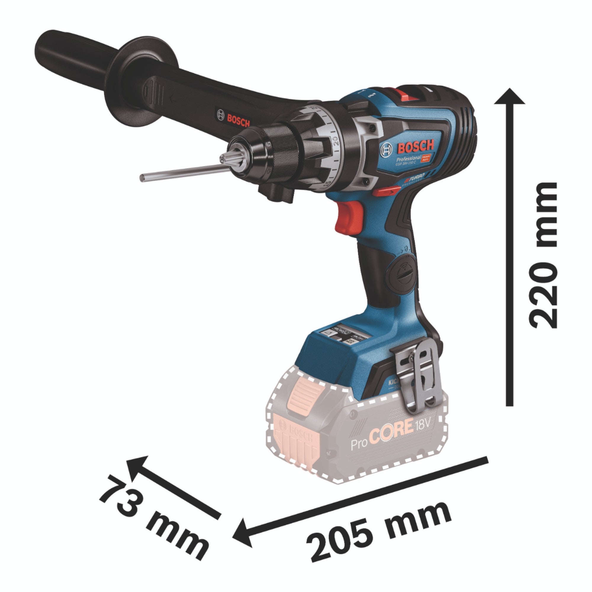 Bosch GSR 18V 150 C Professional Akku Bohrschrauber 18 V 150 Nm Brushless 2x ProCORE Akku 4 0 Ah Ladegeraet 4 - toolbrothers