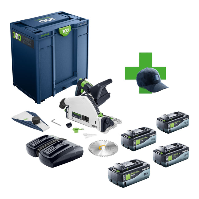 Festool TSC 55 KEB Basic 100Y Limited Edition Akku Tauchsaege 18 36 V 2x 18 V 160 mm Brushless 4x Akku 8 0 Ah Ladegeraet Systainer 0 - toolbrothers