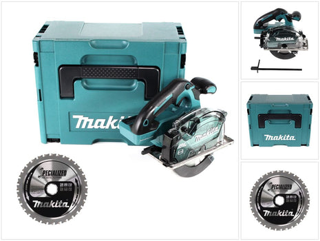 Makita DCS 553 ZJ Akku Metallhandkreissäge 18 V 150 mm Brushless + 2x Sägeblatt für Metall + Makpac - ohne Akku, ohne Ladegerät - Toolbrothers