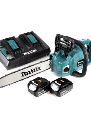 Makita DUC 405 PM2 Akku Kettensäge 36V ( 2x18V ) Brushless 40 cm + 2x 4,0 Ah Akku + Doppelladegerät - Toolbrothers