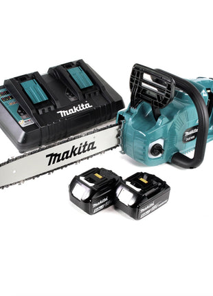 Makita DUC 405 PT2 Akku Kettensäge 36V ( 2x18V ) Brushless 40 cm + 2x 5,0 Ah Akku + Doppelladegerät - Toolbrothers